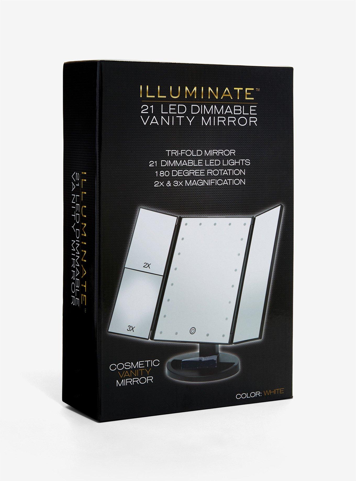 White Light-Up Tri-Fold Vanity Mirror, , alternate