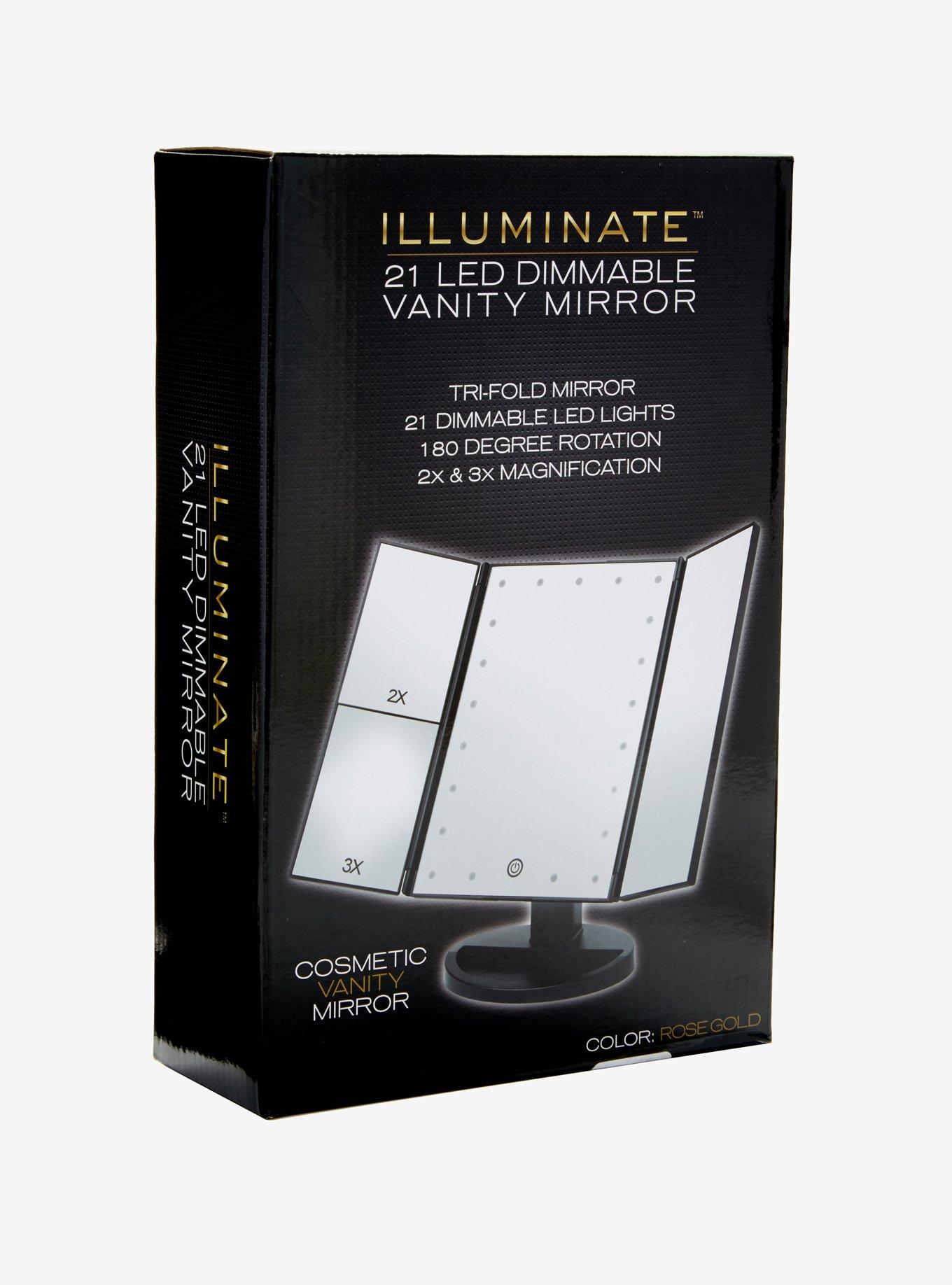 Rose Gold Light-Up Tri-Fold Vanity Mirror, , alternate