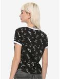 Dinosaur Skeleton Tie-Front Girls T-Shirt, BLACK, alternate