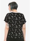 Dinosaur Skeleton Tie-Front Girls T-Shirt Plus Size, BLACK, alternate