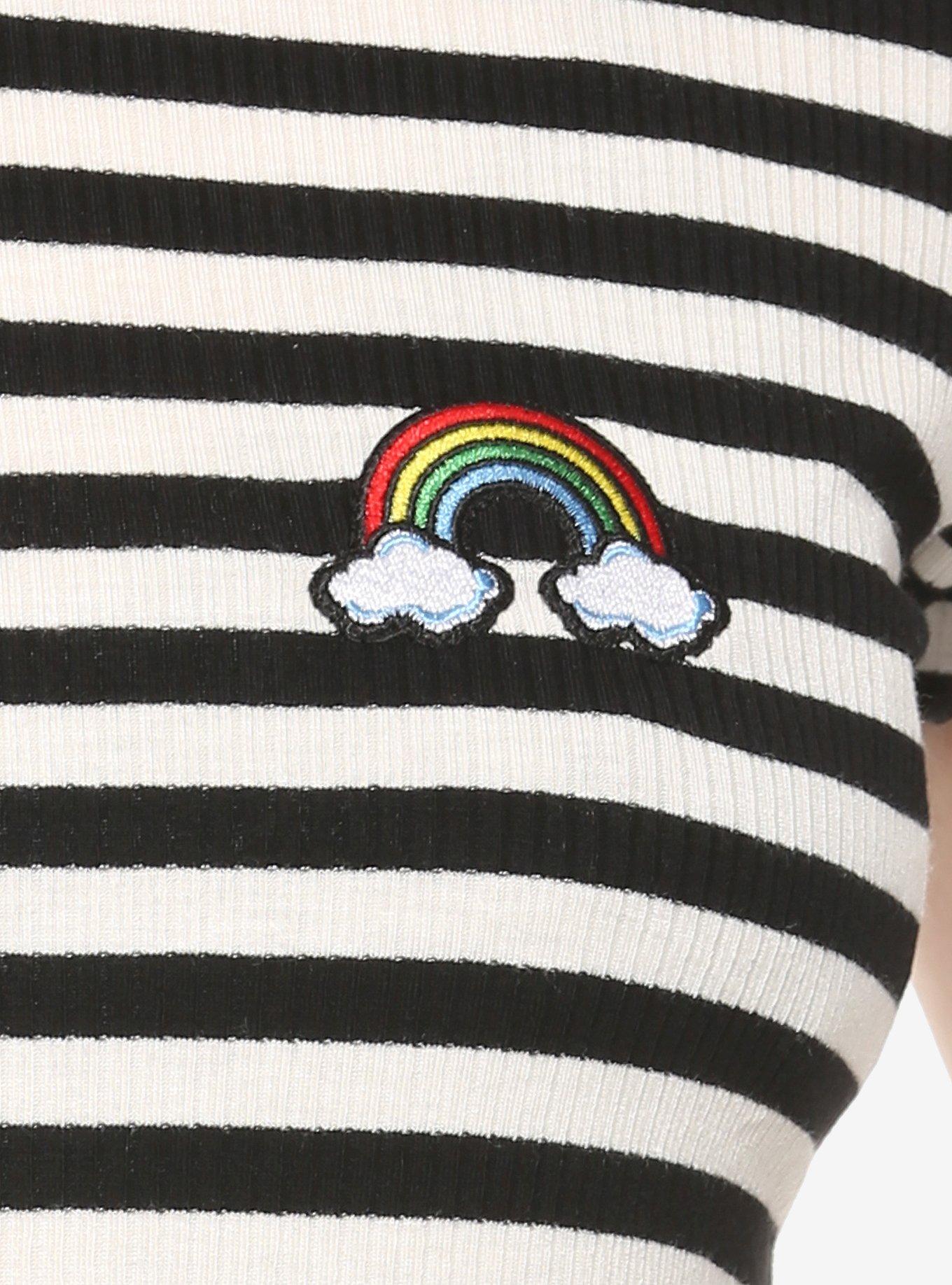 Striped Rainbow Patch Girls T-Shirt, , alternate