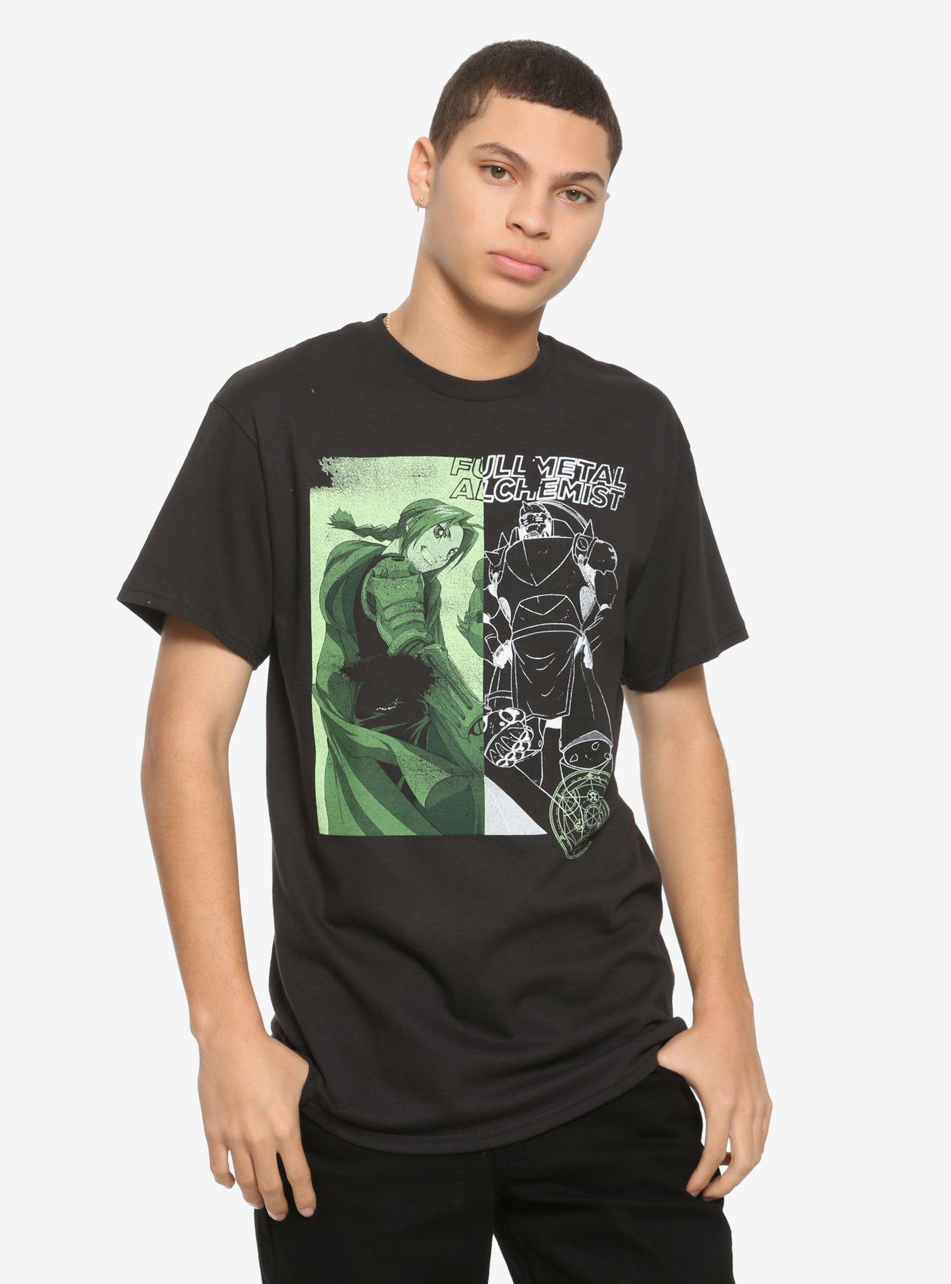 Full Metal Alchemist Glitchy Brothers T-Shirt, GREEN, alternate