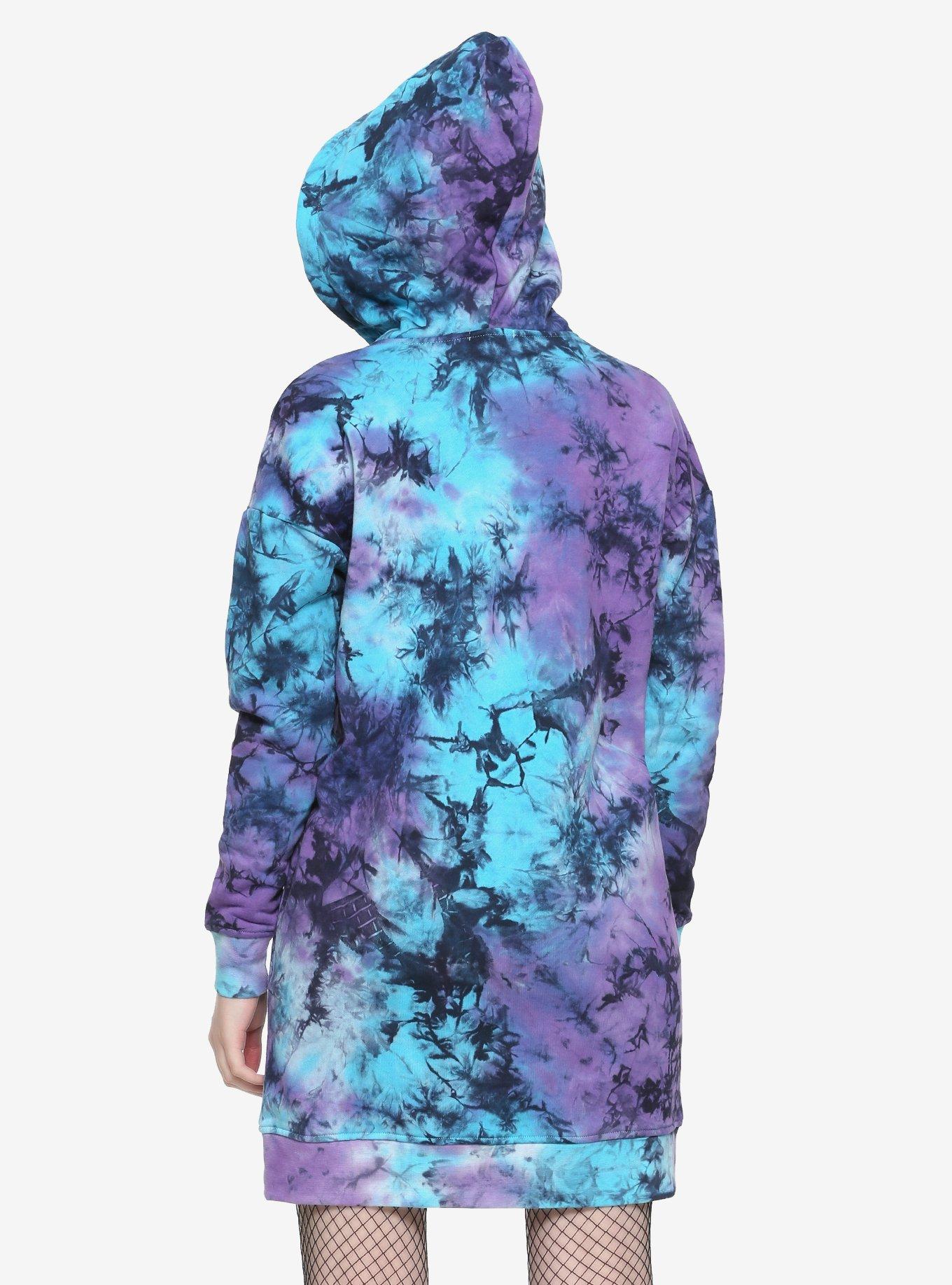 Blue & Purple Tie-Dye Hoodie Dress, TIE DYE, alternate