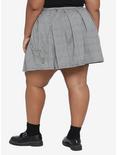 Grey Plaid Chain Pleated Skirt Plus Size, PLAID - GREY, alternate