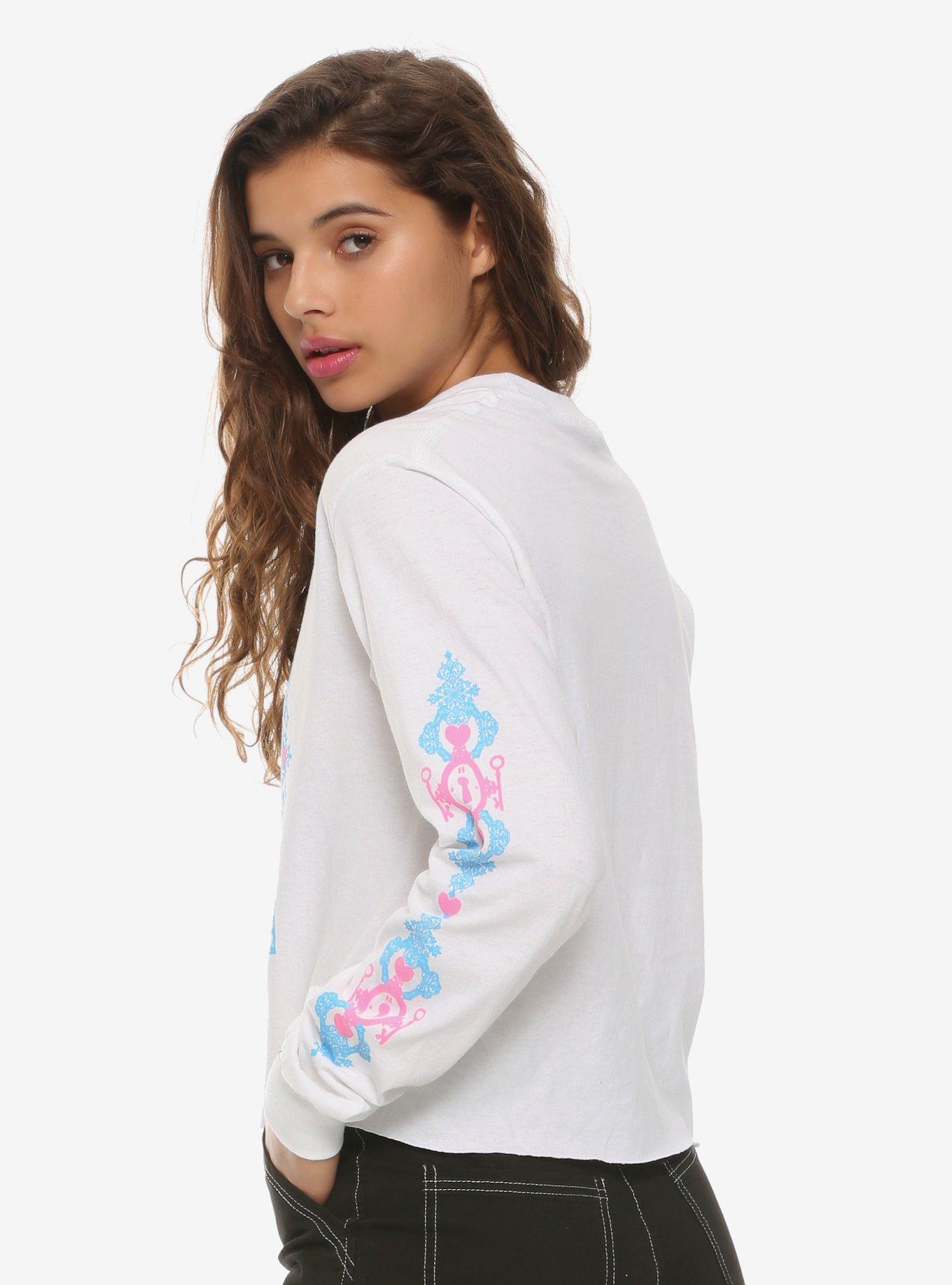 Disney Alice In Wonderland Blue & Pink Girls Long-Sleeve Crop T-Shirt, BLUE, alternate