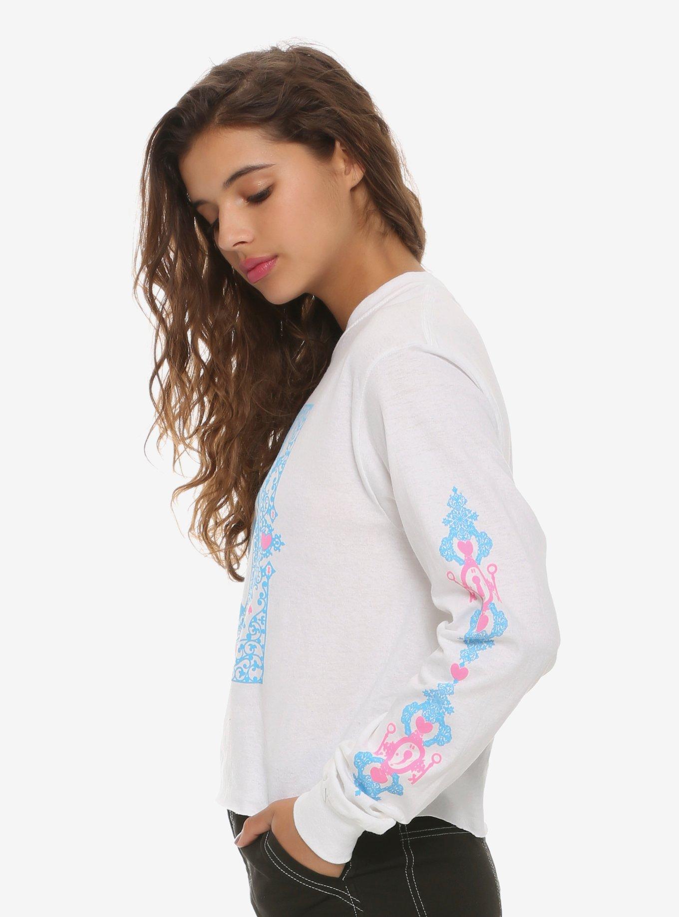 Disney Alice In Wonderland Blue & Pink Girls Long-Sleeve Crop T-Shirt, BLUE, alternate