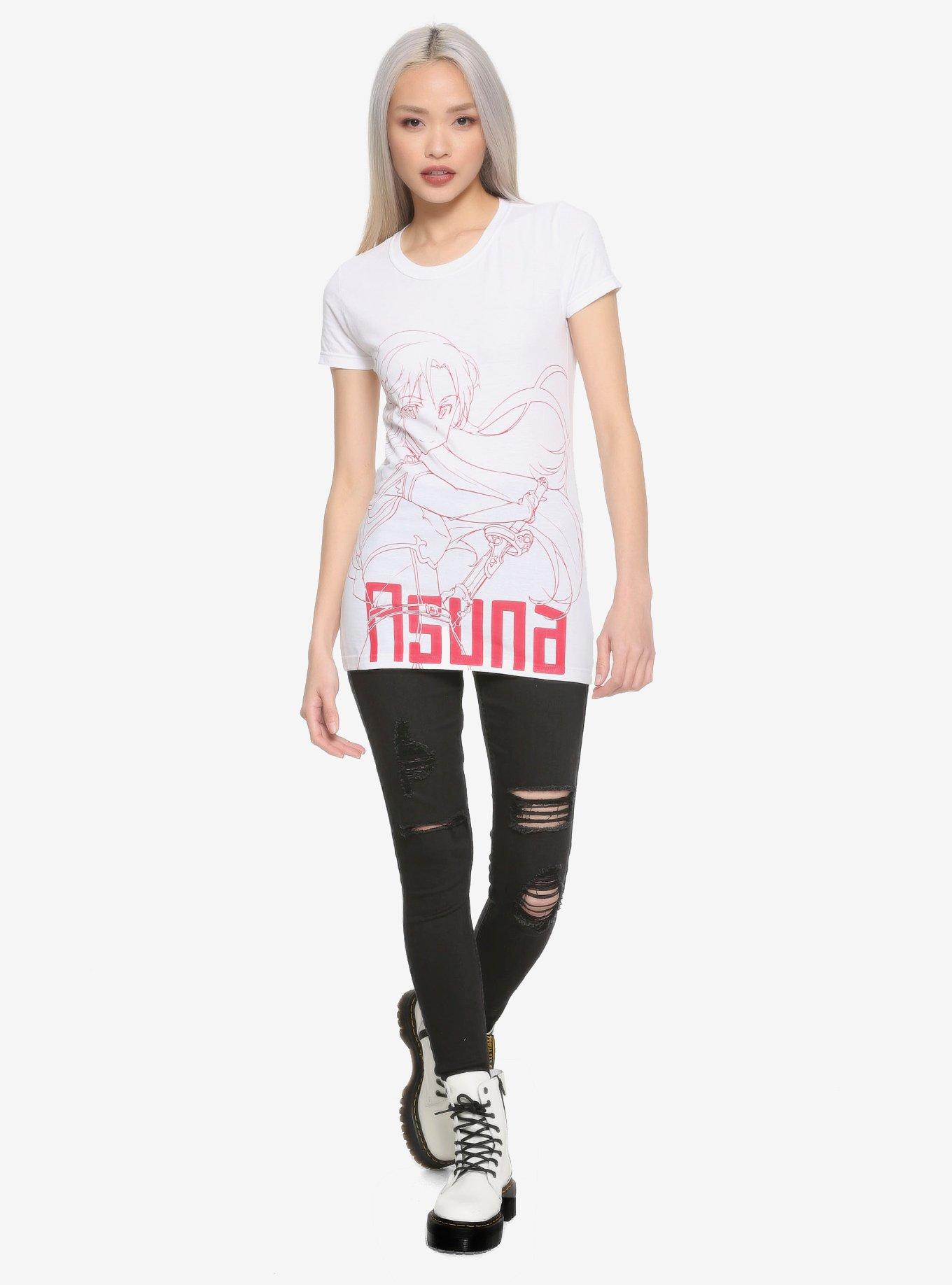 Sword Art Online Asuna Red Line Art Girls T-Shirt, RED, alternate