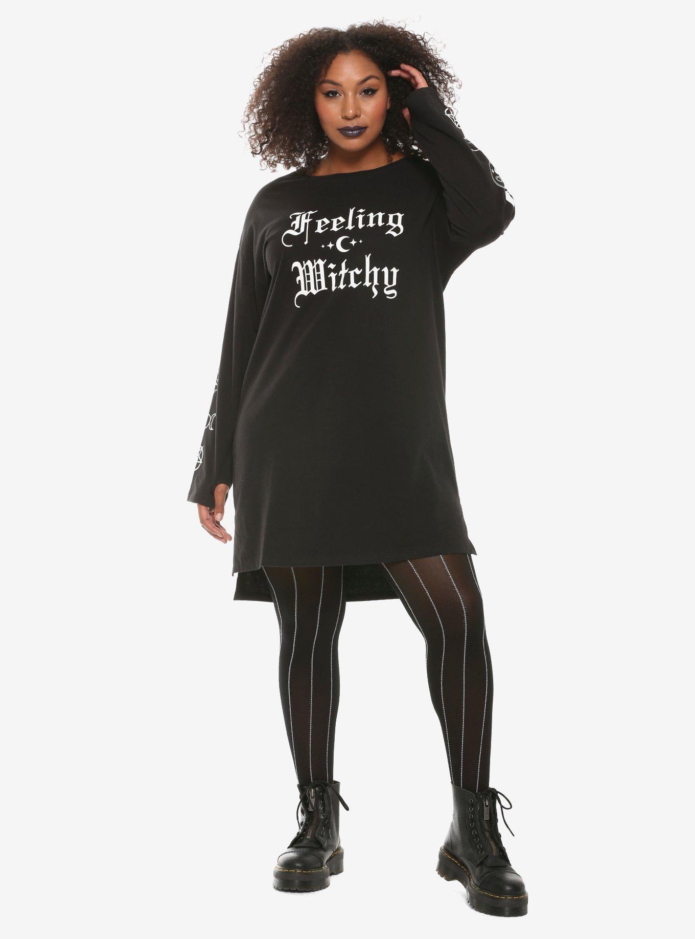 Feeling Witchy Long-Sleeve T-Shirt Dress Plus Size, , alternate