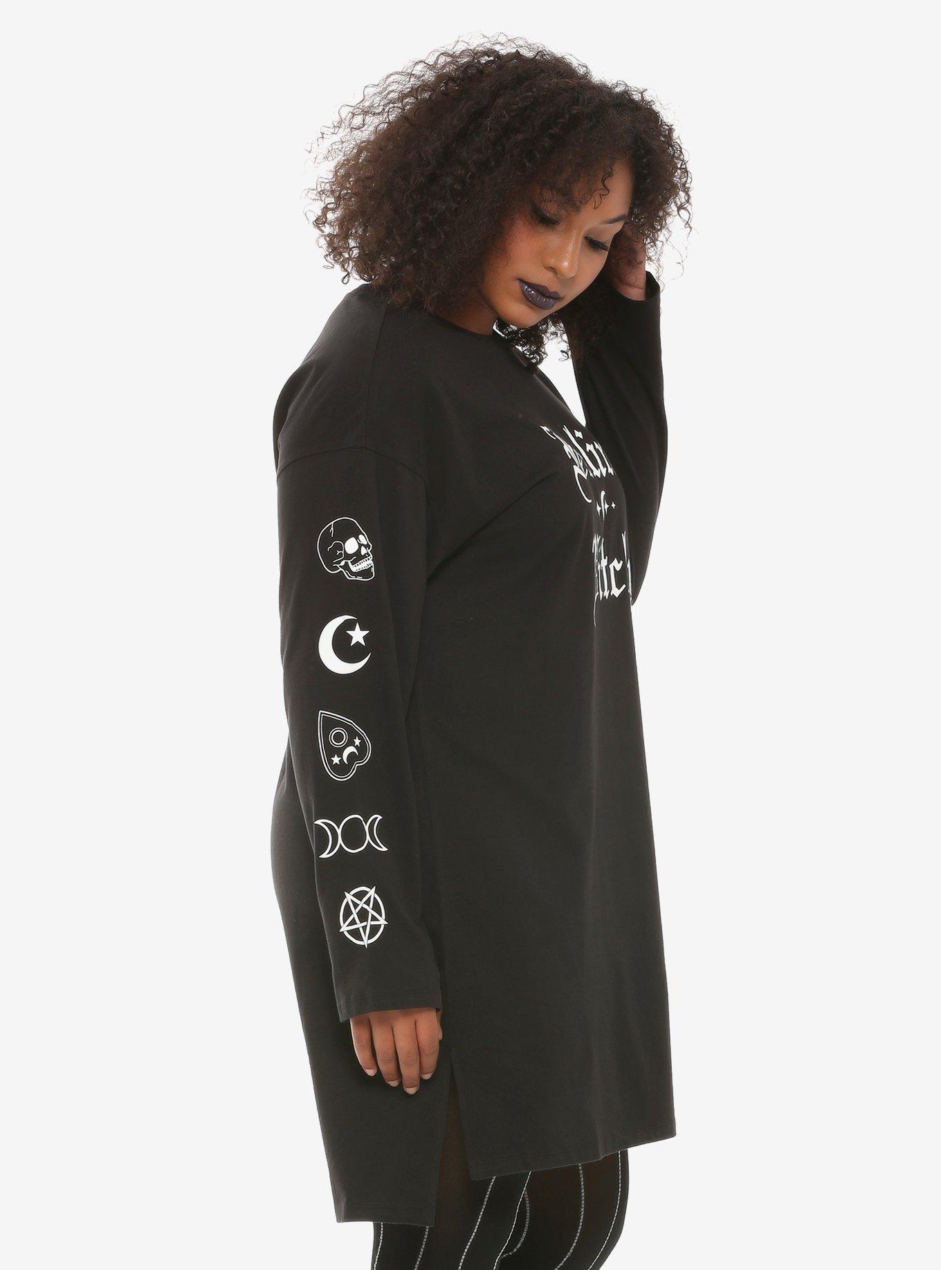 Feeling Witchy Long-Sleeve T-Shirt Dress Plus Size, , alternate