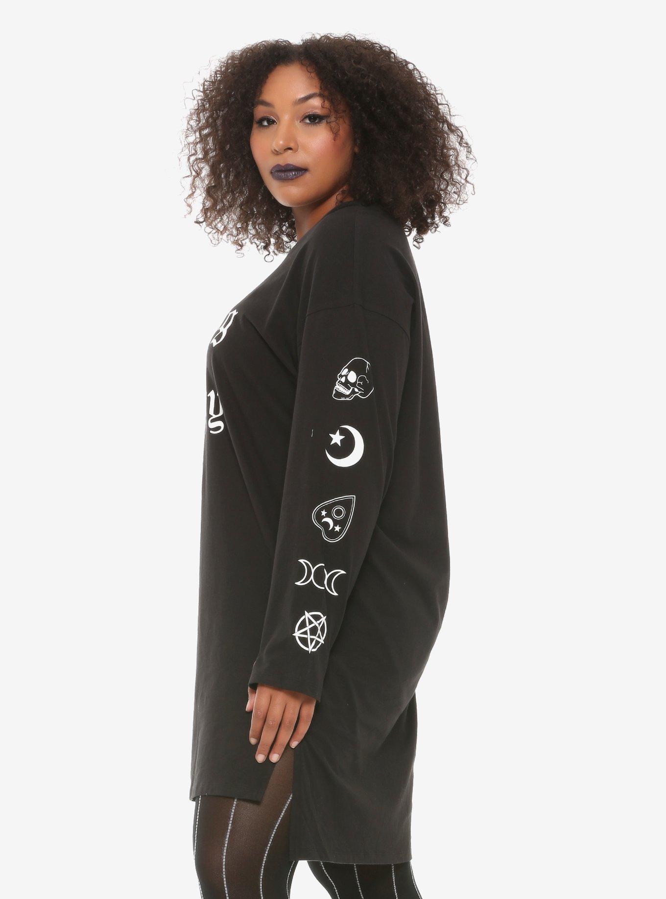 Feeling Witchy Long-Sleeve T-Shirt Dress Plus Size, , alternate