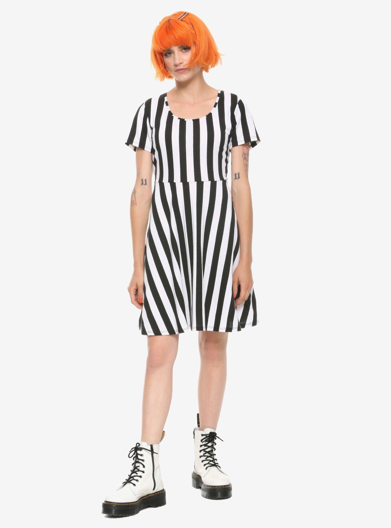 Black & White Stripe Skater Dress, BLACK WHITE STRIPE, alternate