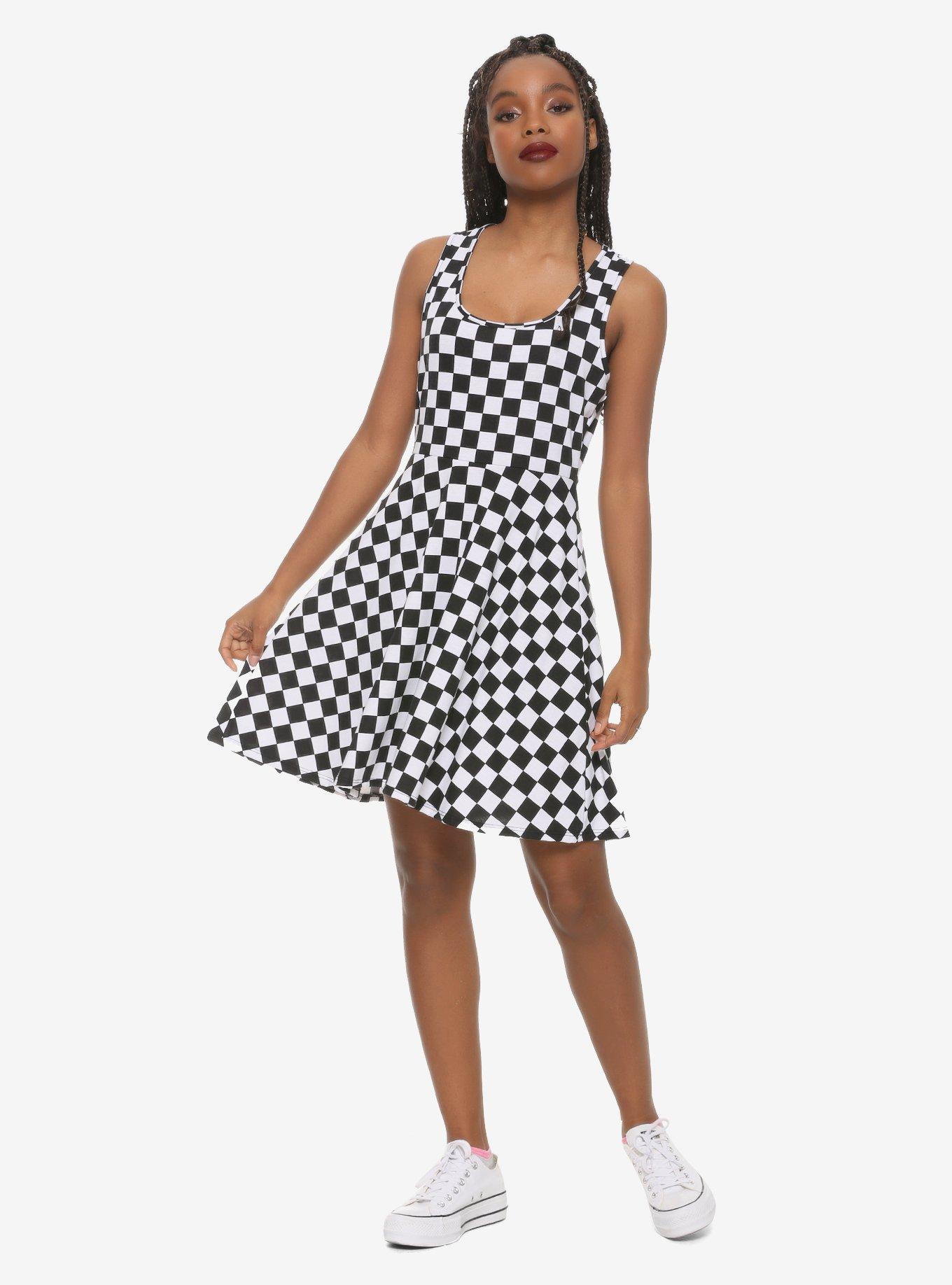 Checkered Skater Dress, , alternate