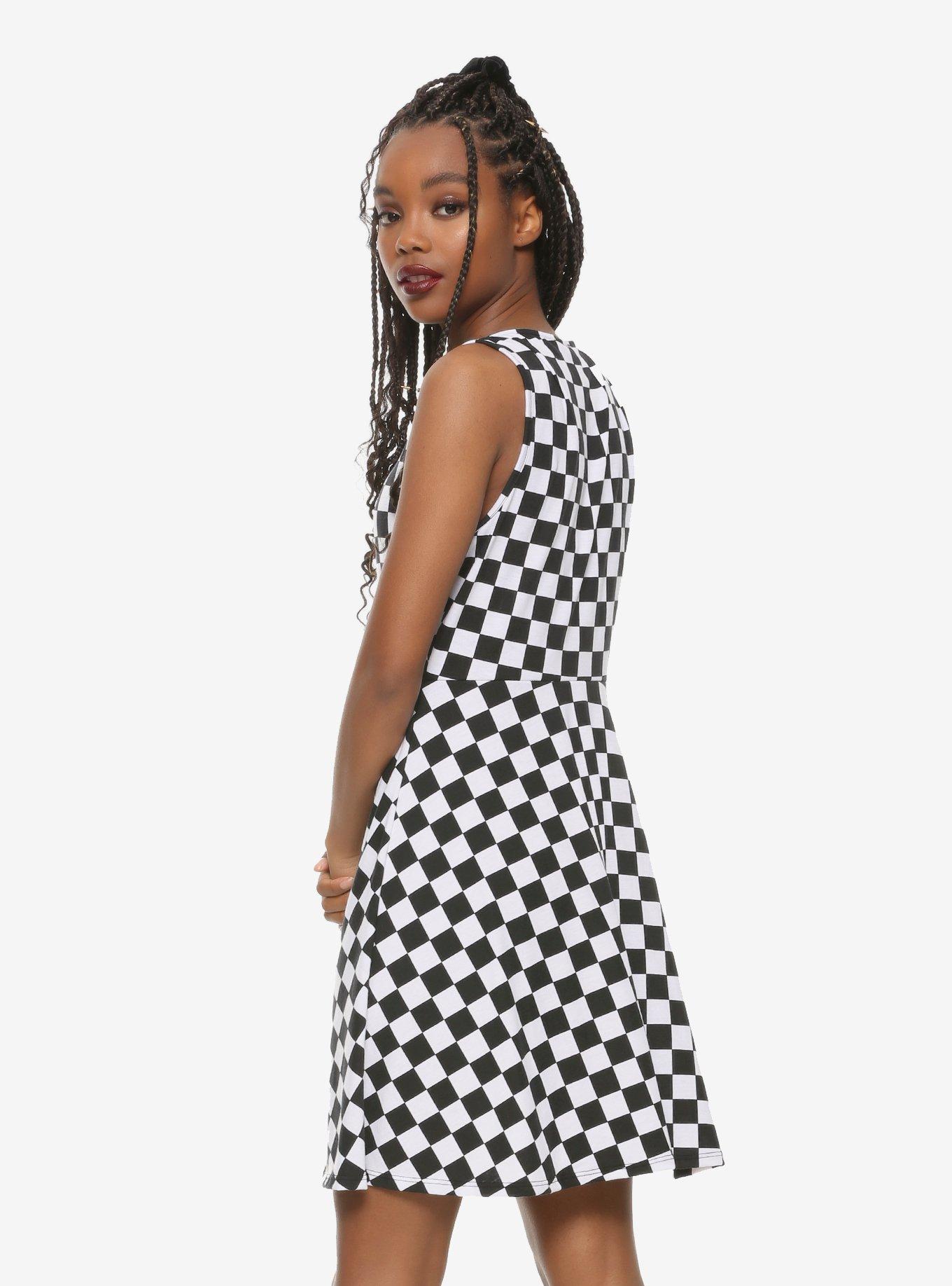 Checkered Skater Dress, , alternate