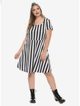 Black & White Striped Skater Dress Plus Size, , alternate