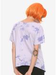 Lavender Sun & Moon Acid Wash Shark Bite Girls Crop T-Shirt, LAVENDER, alternate