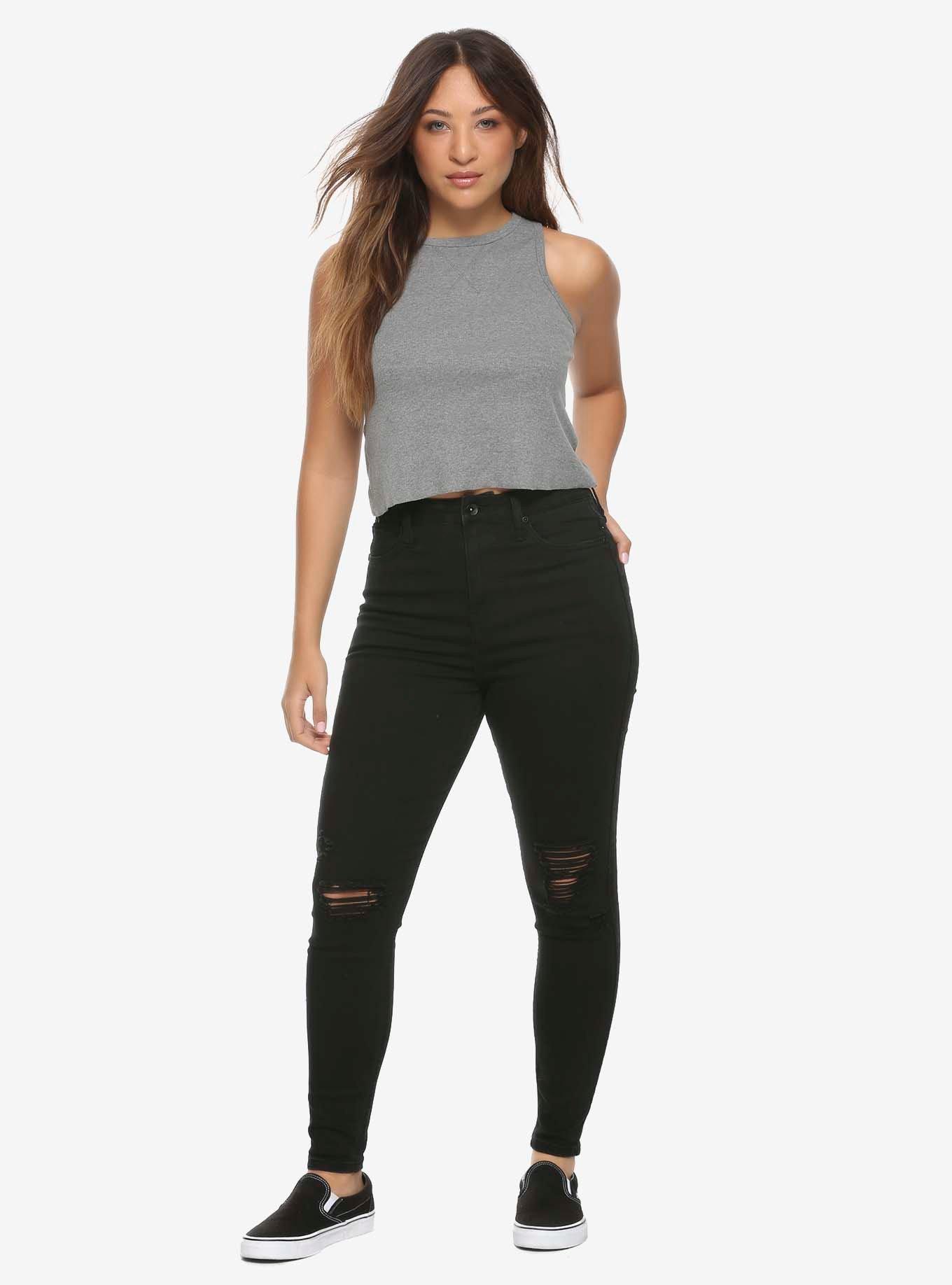 HT Denim Black Destructed Ultra Hi-Rise Jeggings, BLACK, alternate