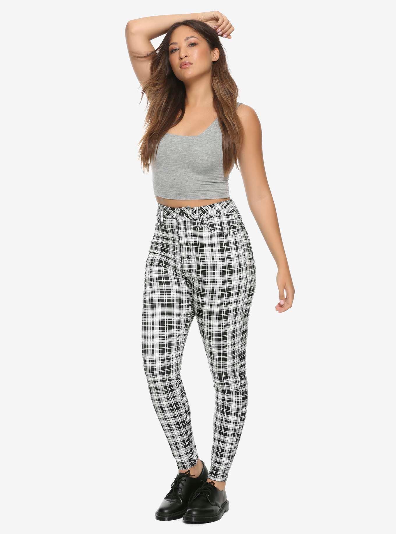 HT Denim Black & White Plaid Ultra Hi-Rise Jeggings, PLAID, alternate