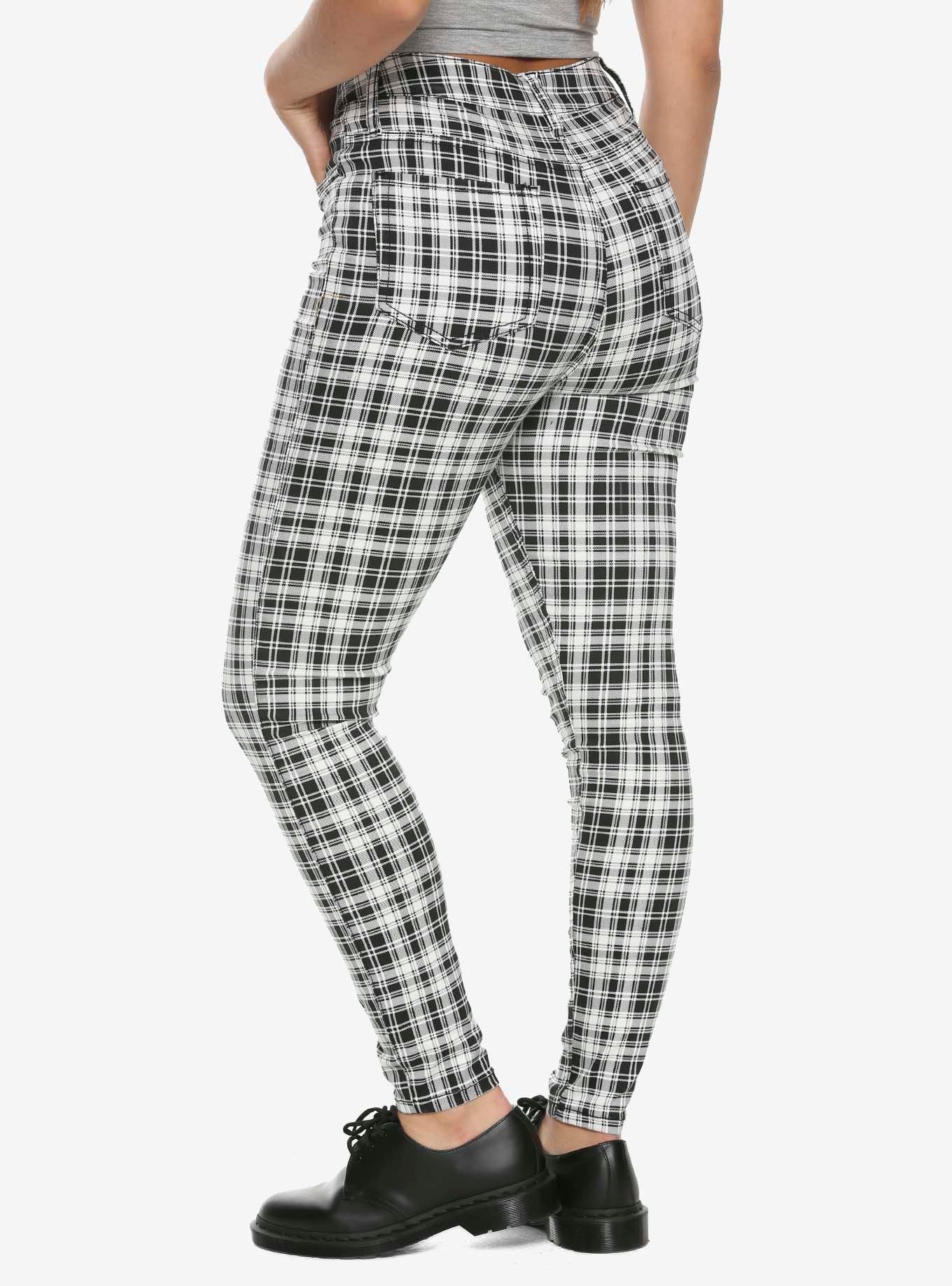 HT Denim Black & White Plaid Ultra Hi-Rise Jeggings, PLAID, alternate