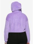 Lavender Velour Girls Crop Hoodie Plus Size, TEAL, alternate