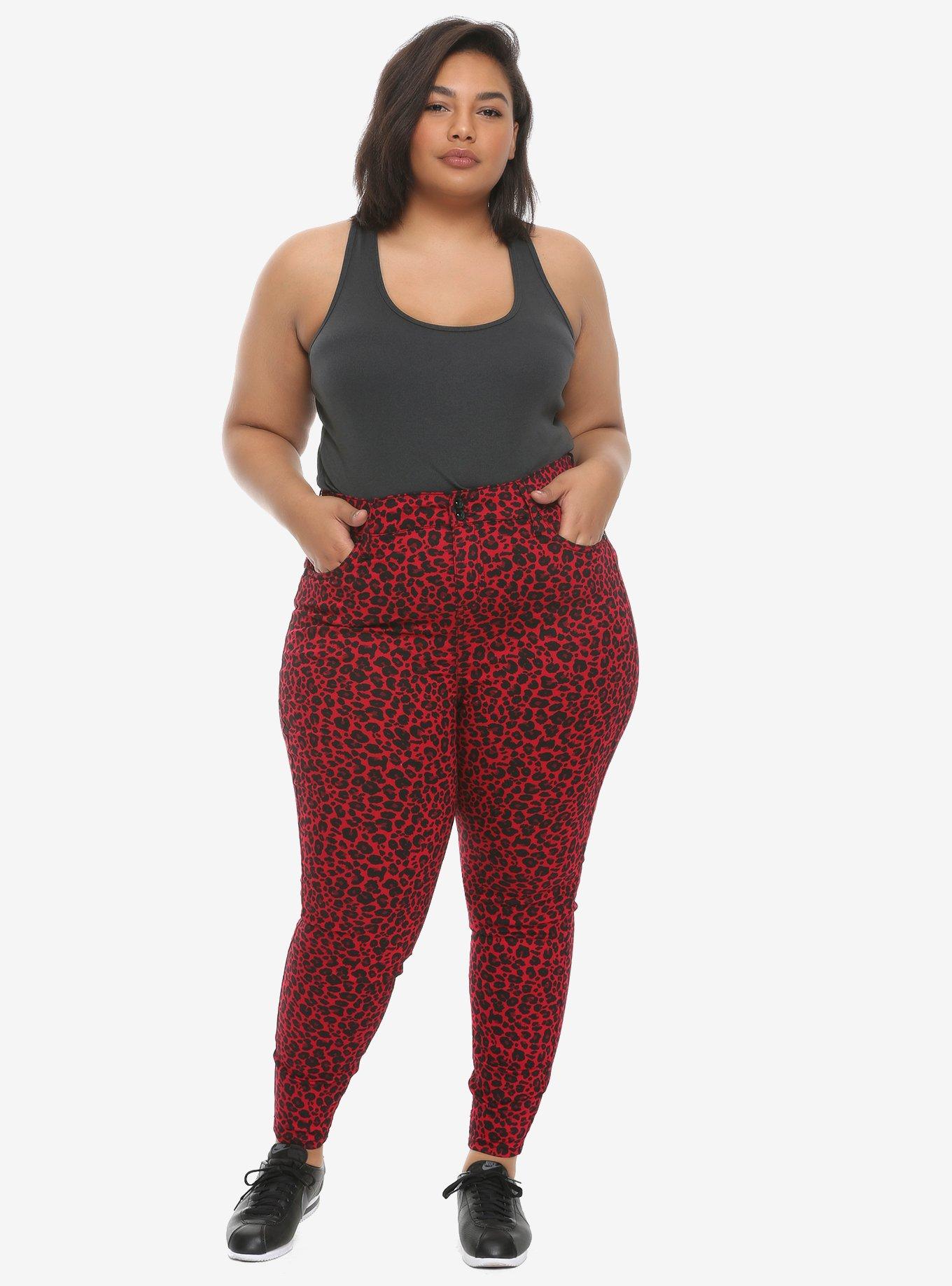 HT Denim Red Cheetah Ultra Hi-Rise Jeggings Plus Size, , alternate