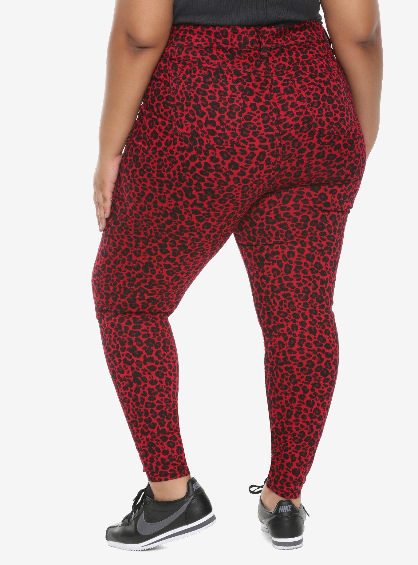 HT Denim Red Cheetah Ultra Hi-Rise Jeggings Plus Size, , alternate