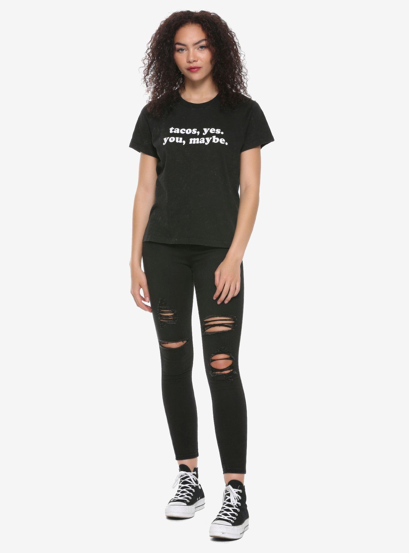 Tacos, Yes. You, Maybe. Washed Girls T-Shirt, BLACK, alternate