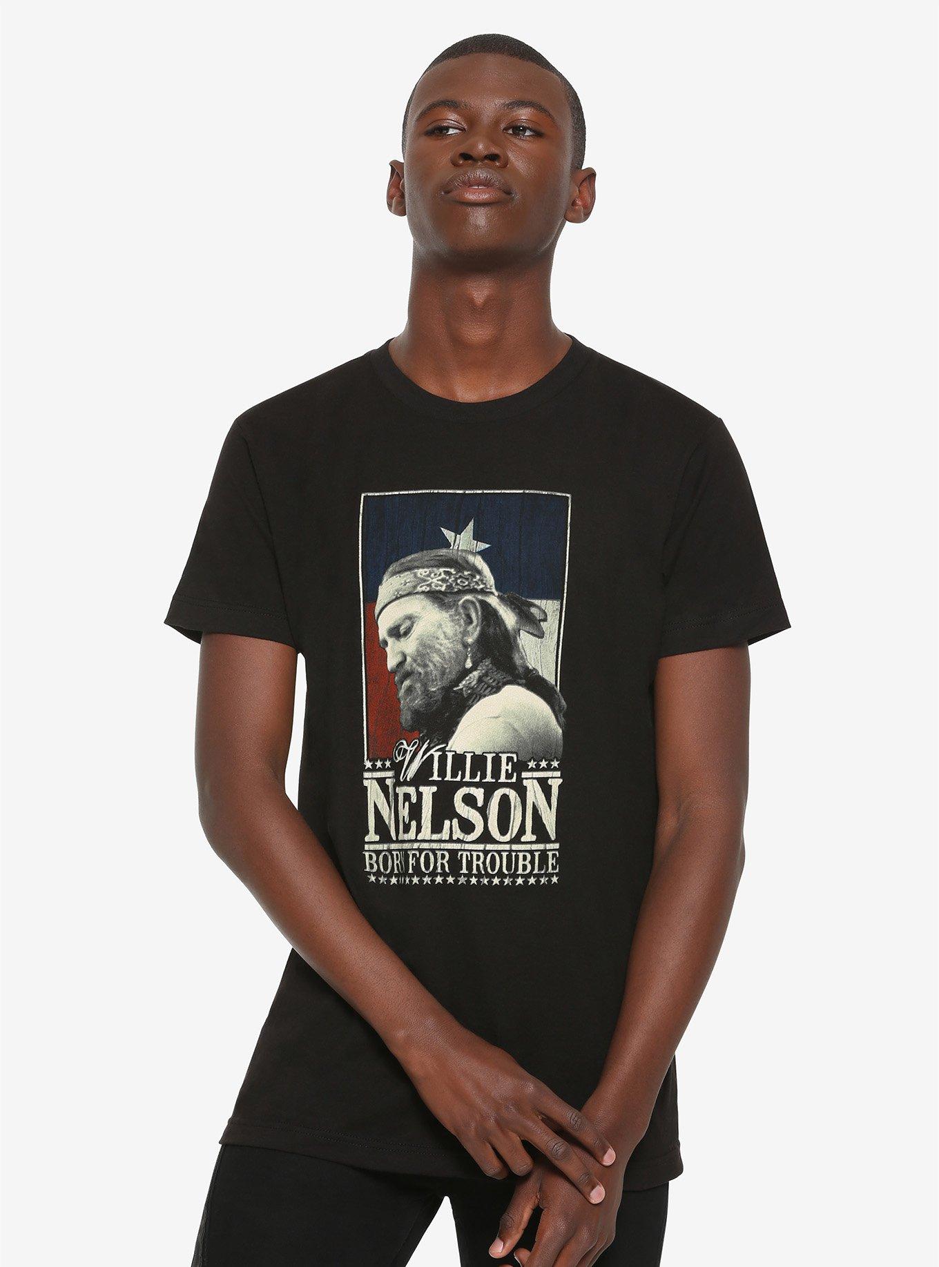 Willie Nelson Born For Trouble T-Shirt, BLACK, alternate