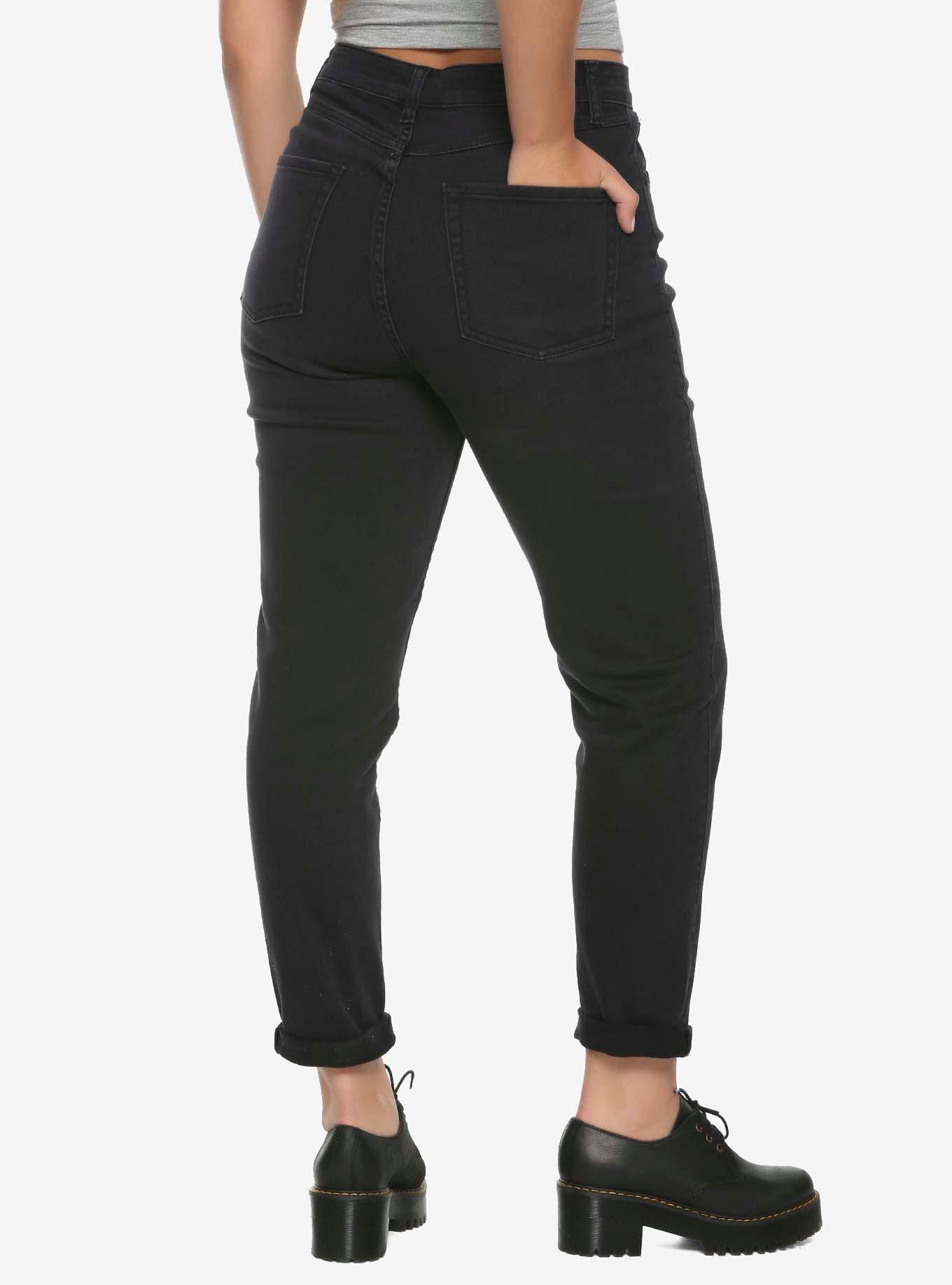 HT Denim Black Wash Mom Jeans, BLACK, alternate