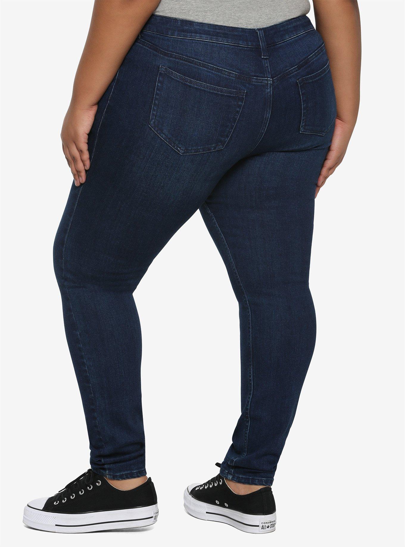 HT Denim Indigo Low-Rise Skinny Jeans Plus Size, INDIGO, alternate