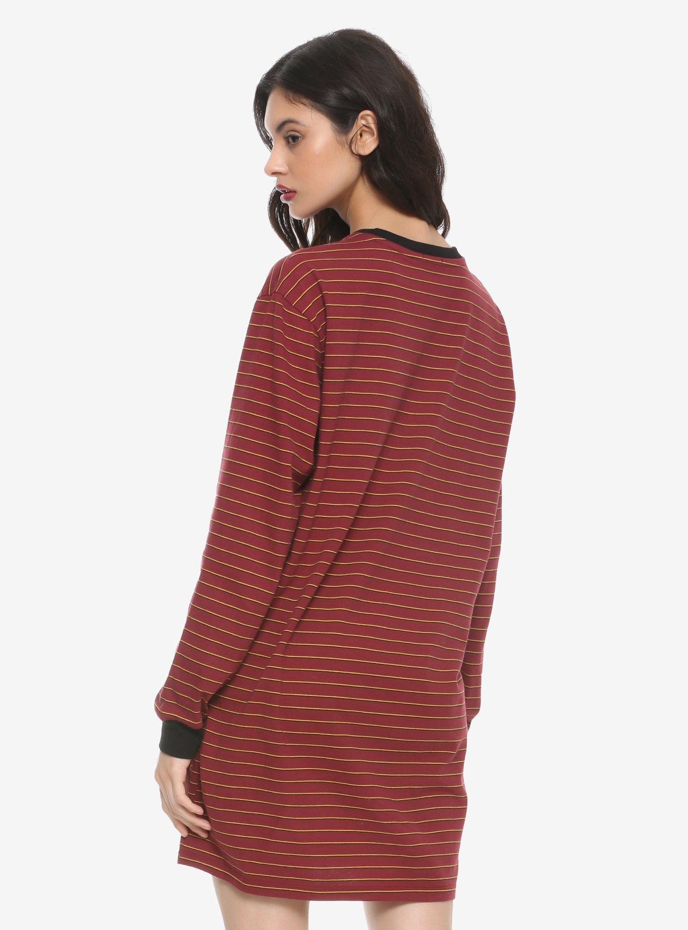 Thanks I Hate It Striped Long-Sleeve T-Shirt Dress, , alternate