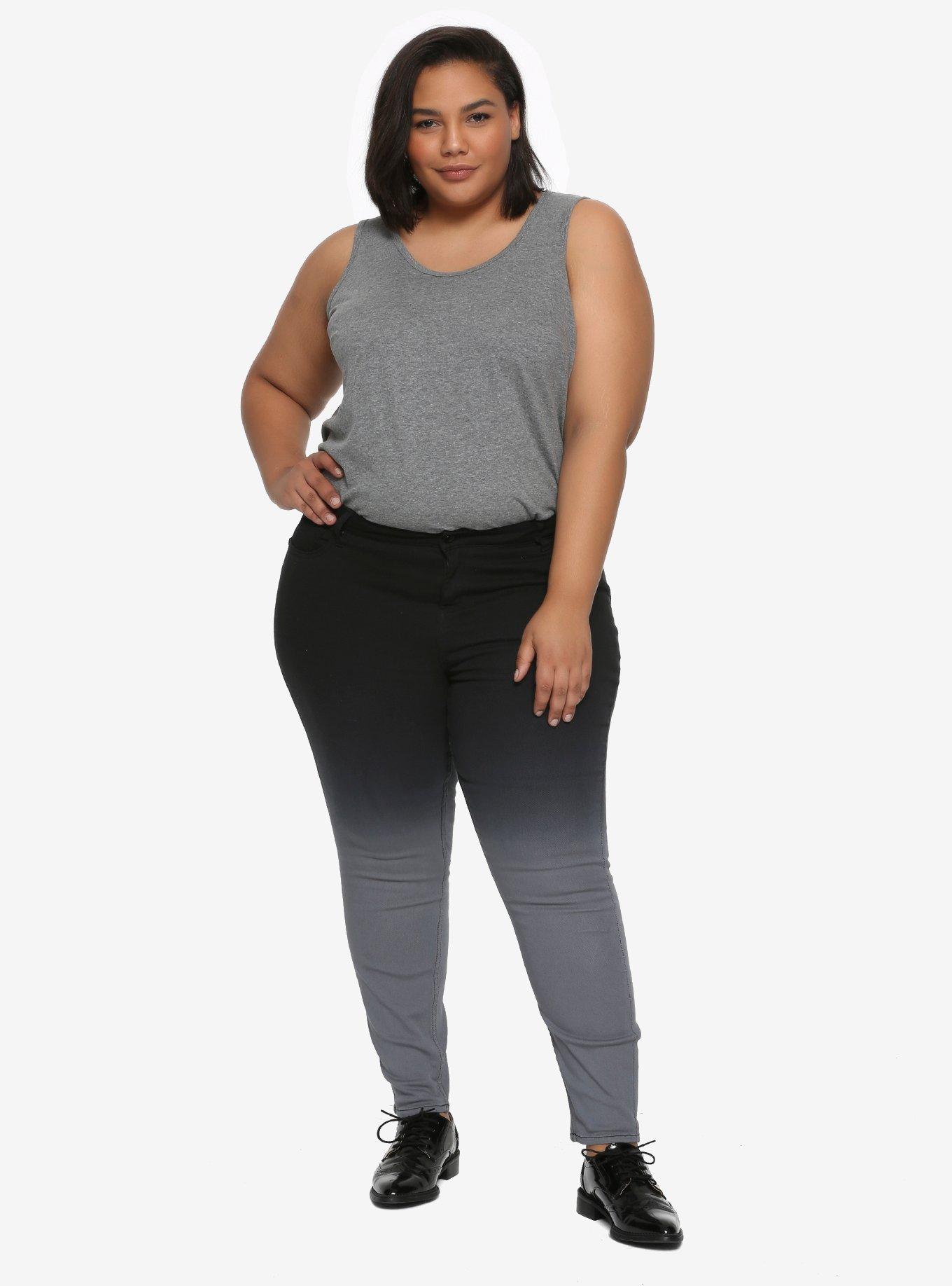 HT Denim Grey Ombre Low-Rise Skinny Jeans Plus Size, GREY, alternate