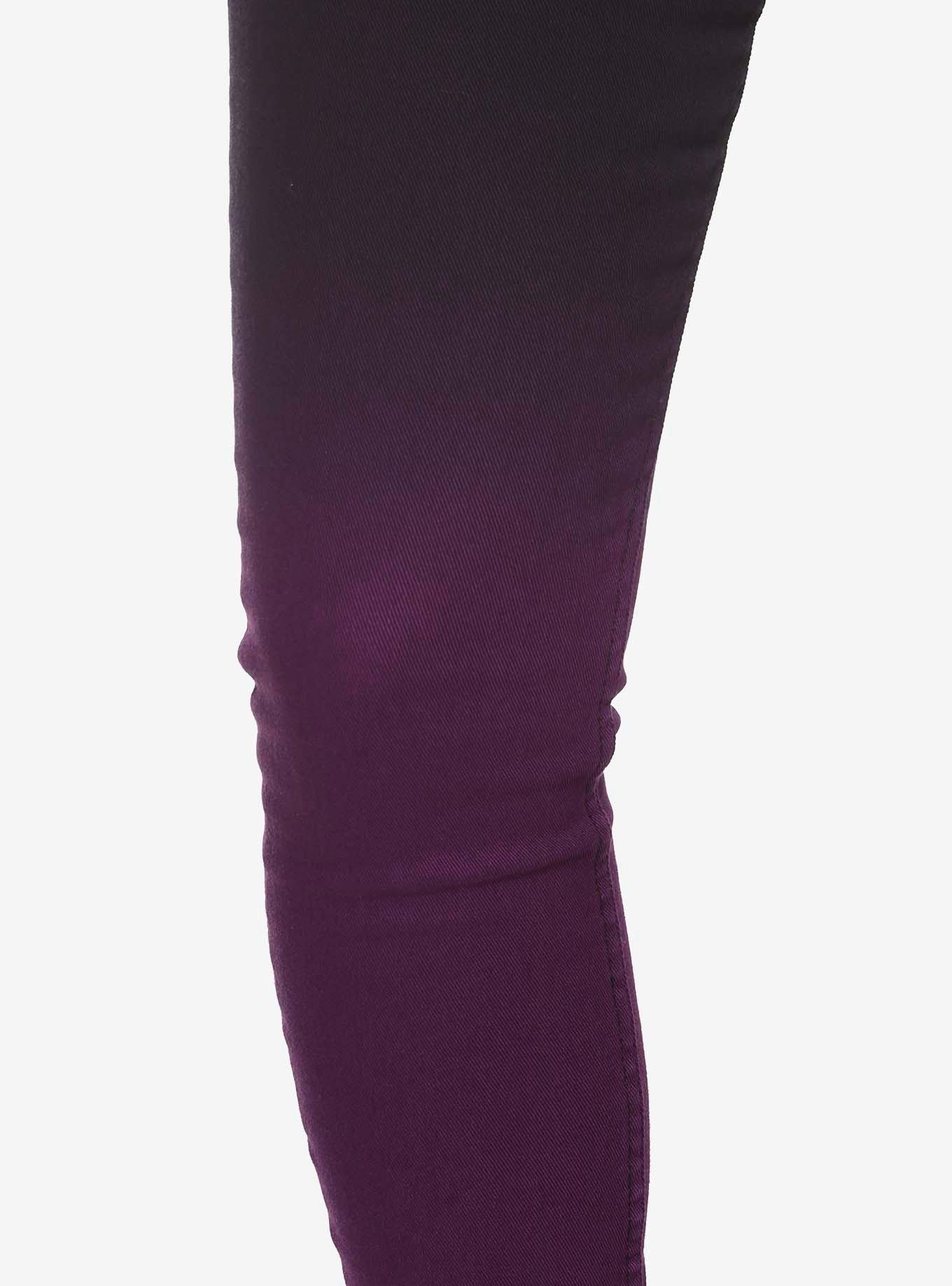 HT Denim Purple Ombre Low-Rise Skinny Jeans, PURPLE, alternate