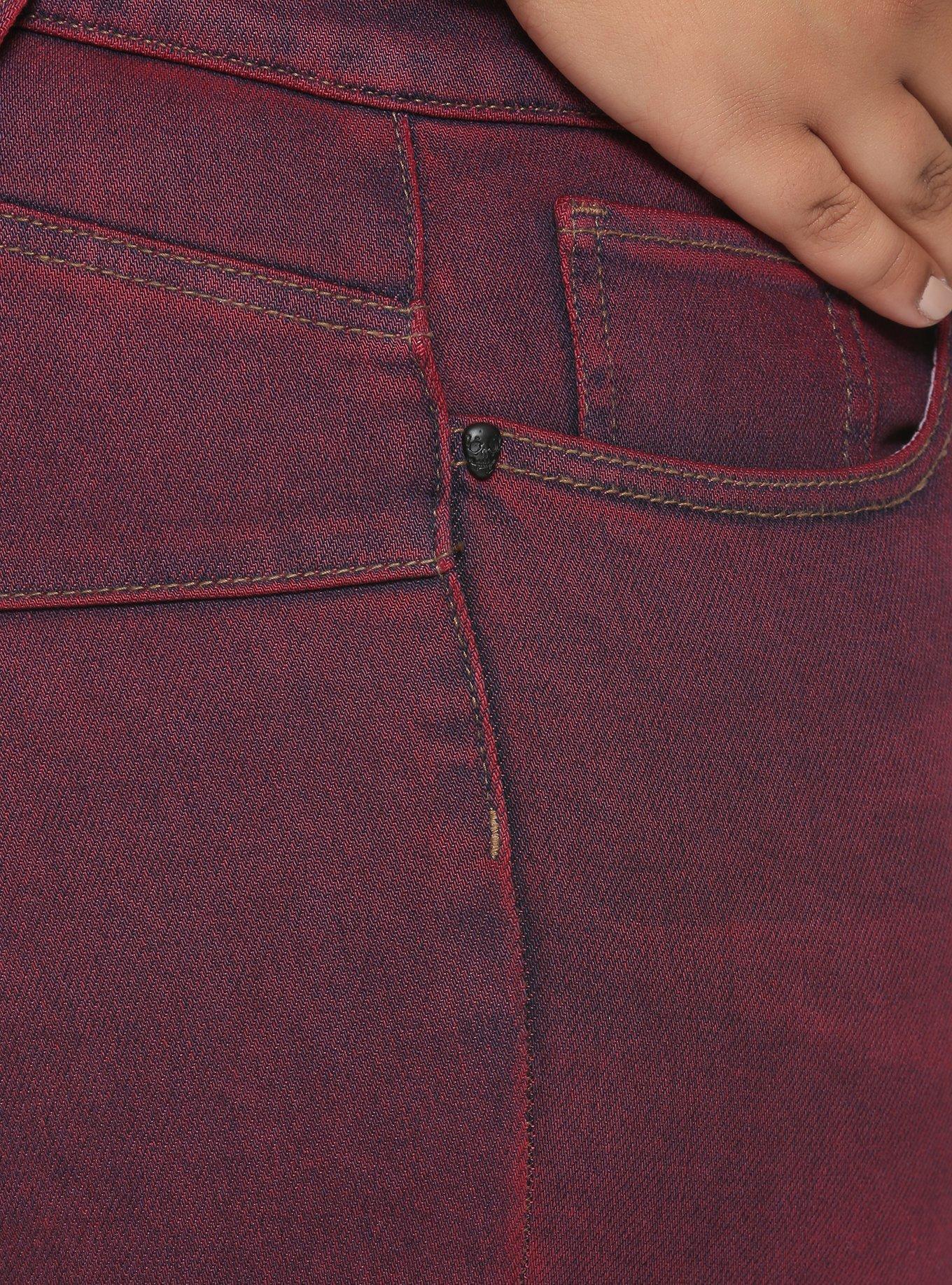 HT Denim Red Wash Hi-Rise Super Skinny Jeans Plus Size, RED, alternate