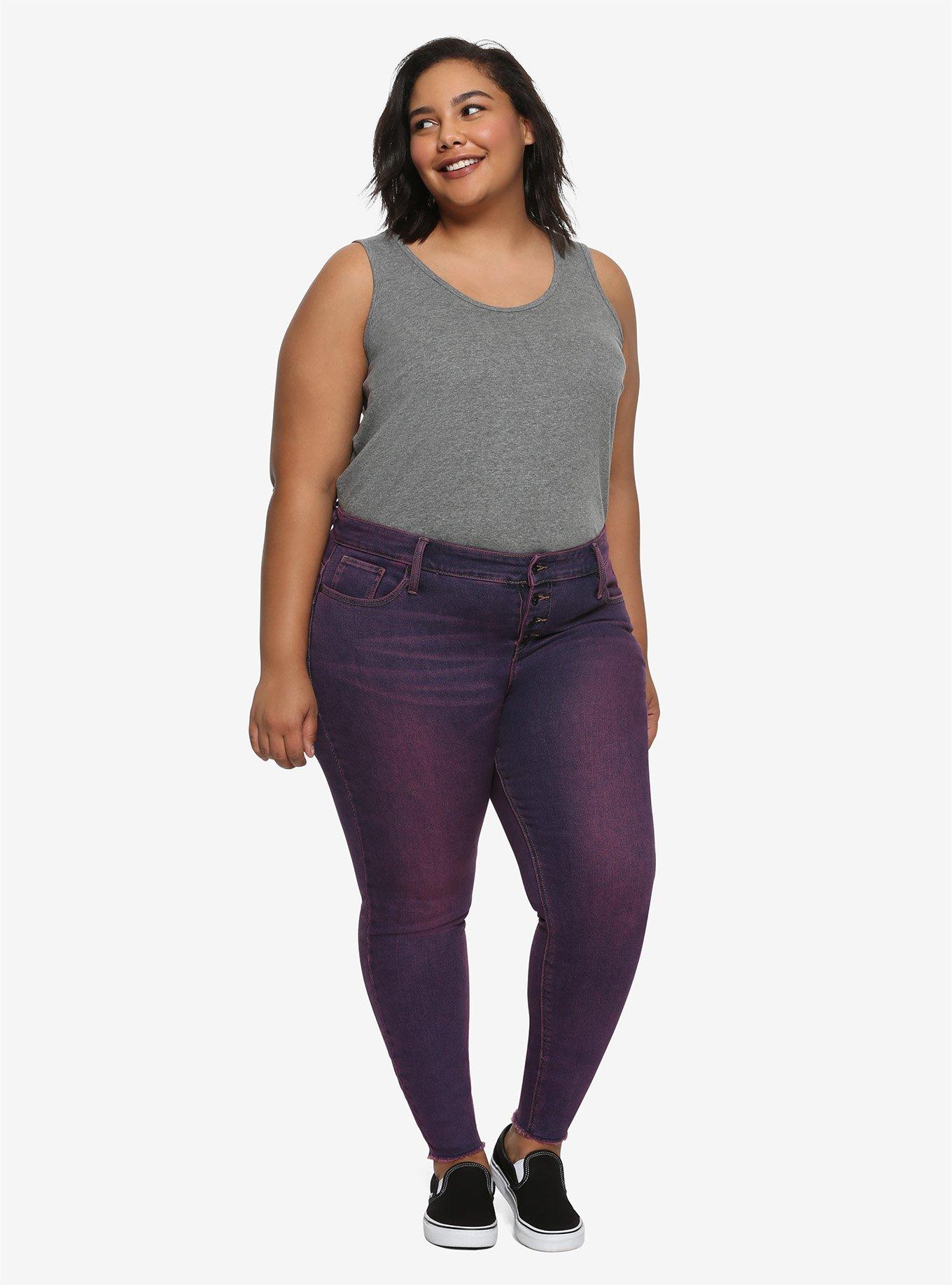 HT Denim Purple Wash Hi-Rise Super Skinny Jeans Plus Size, PURPLE, alternate
