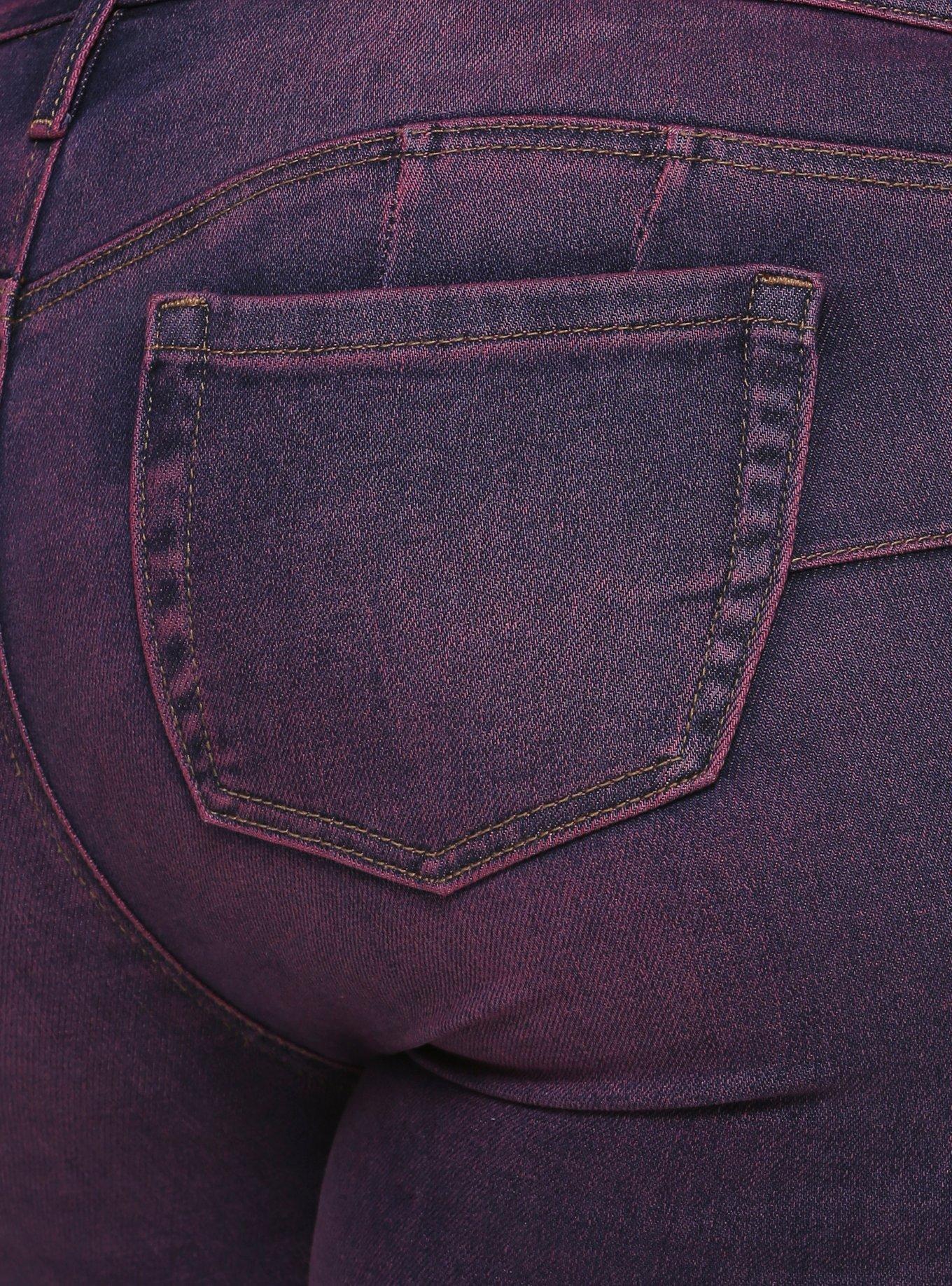 HT Denim Purple Wash Hi-Rise Super Skinny Jeans Plus Size, PURPLE, alternate