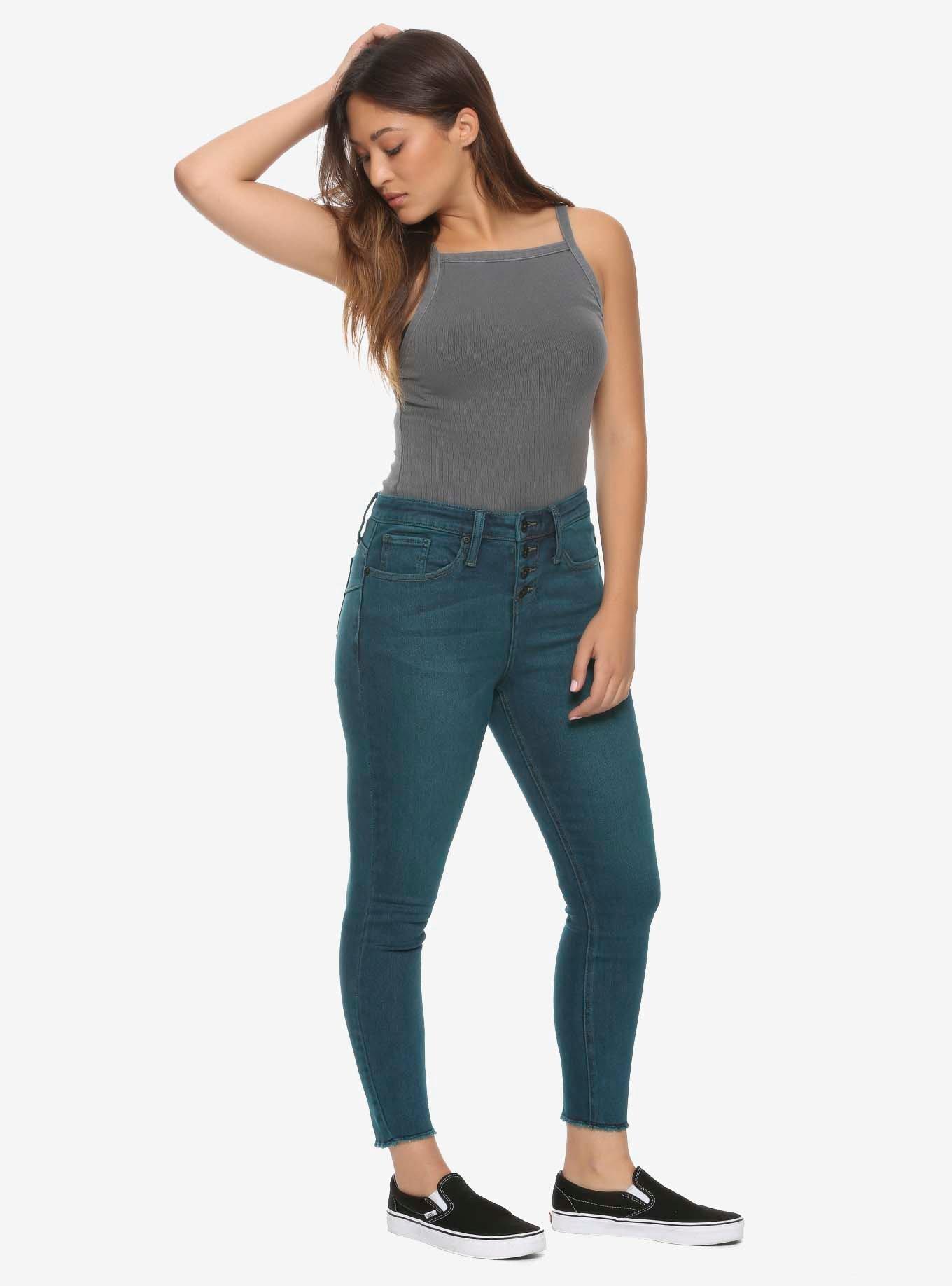 HT Denim Teal Wash Hi-Rise Super Skinny Jeans, TEAL, alternate