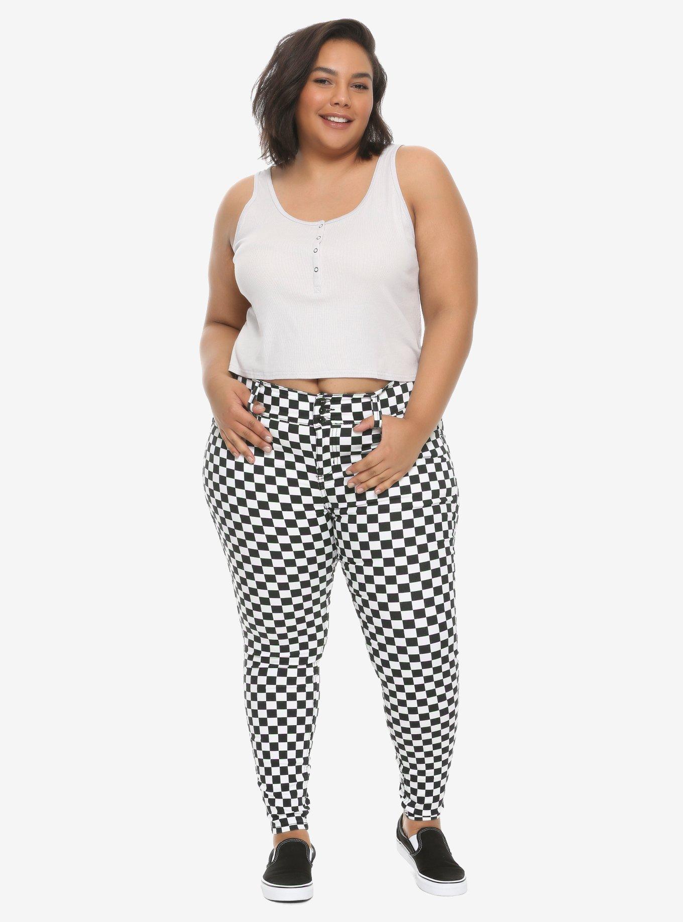 HT Denim Checkered Hi-Rise Super Skinny Jeans Plus Size, , alternate