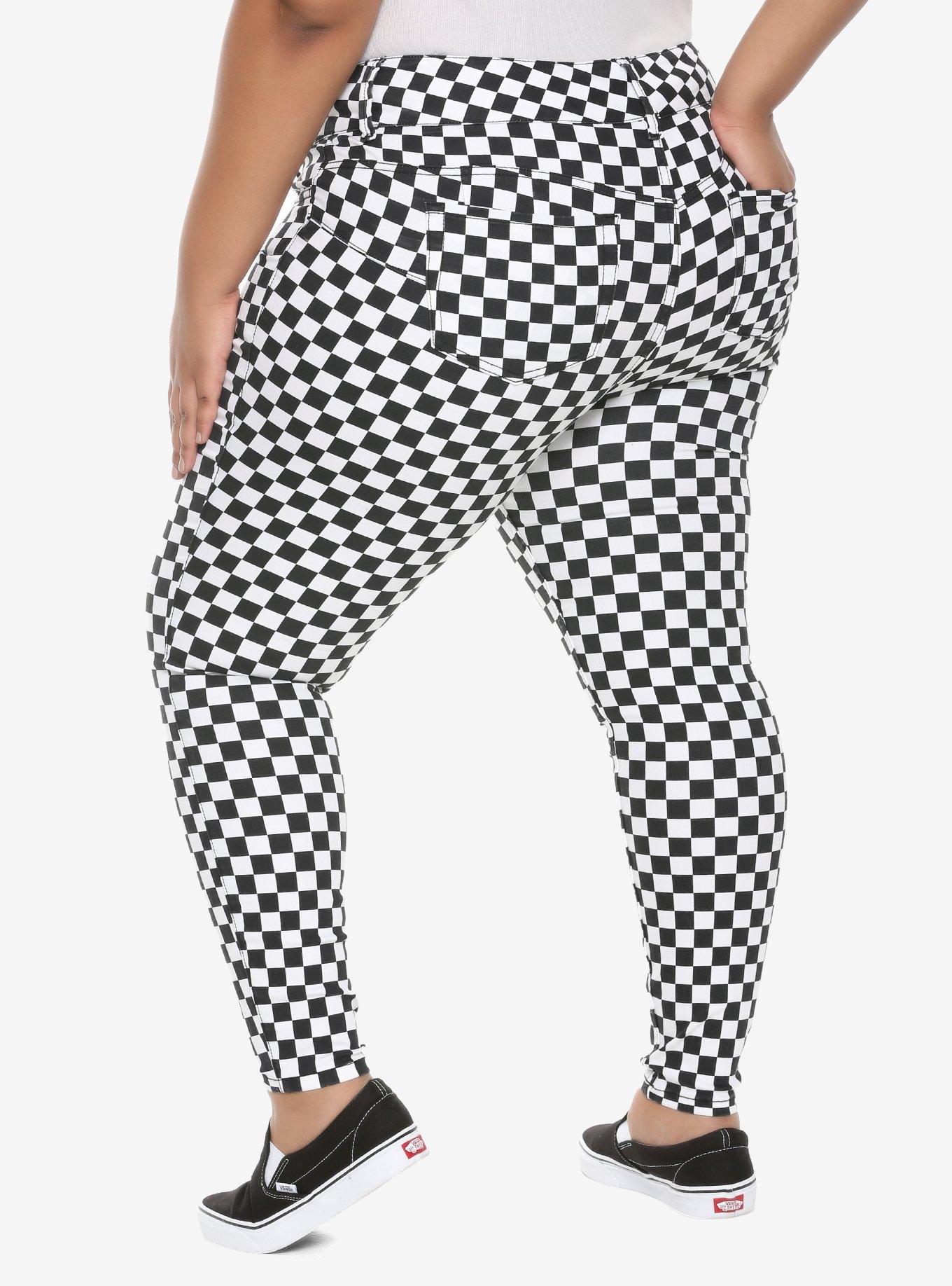 HT Denim Checkered Hi-Rise Super Skinny Jeans Plus Size, , alternate