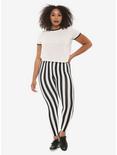 Black & White Vertical Striped Leggings Plus Size, BLACK  WHITE, alternate
