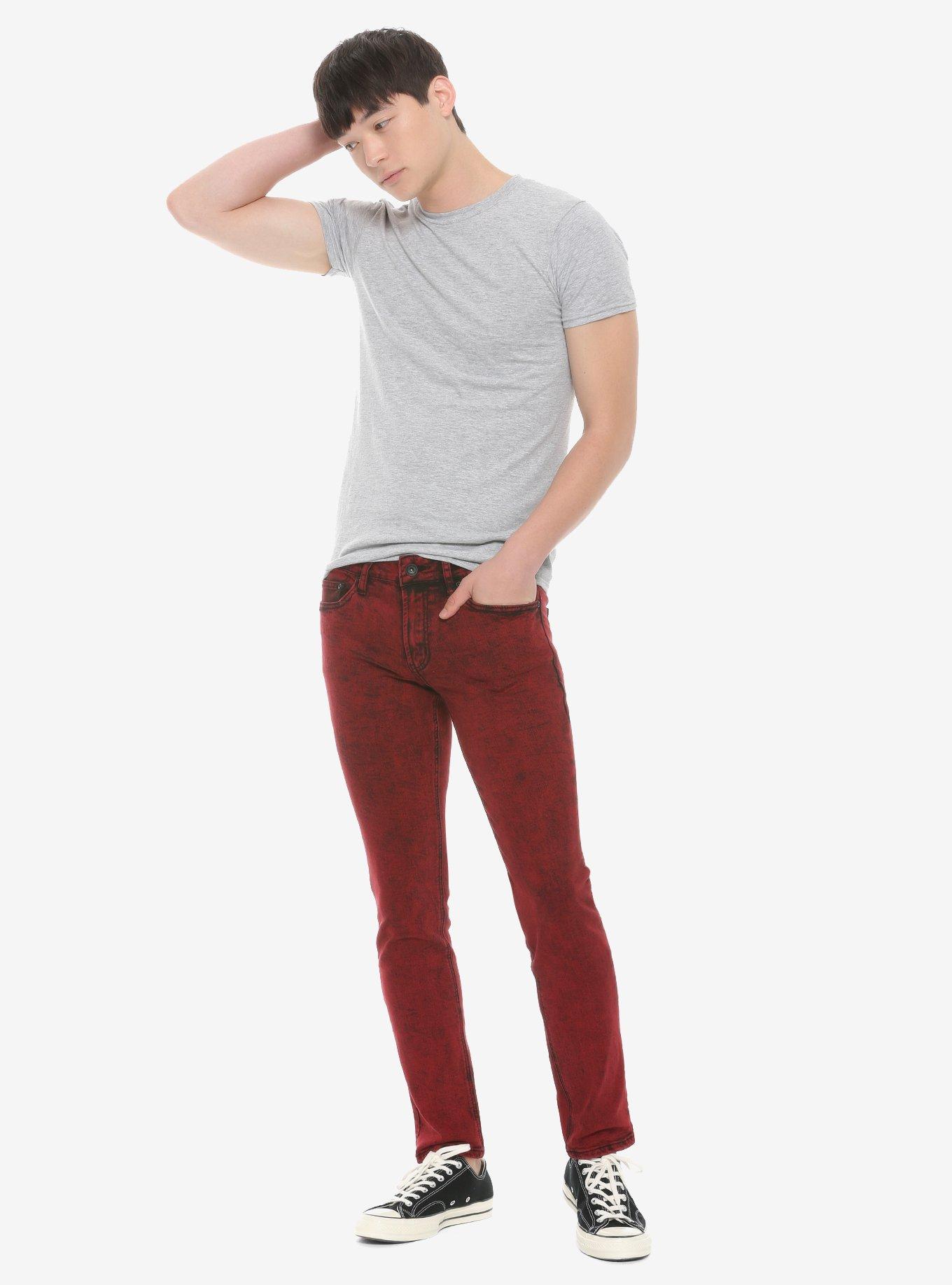 HT Denim Red Skinny Jeans, RED, alternate