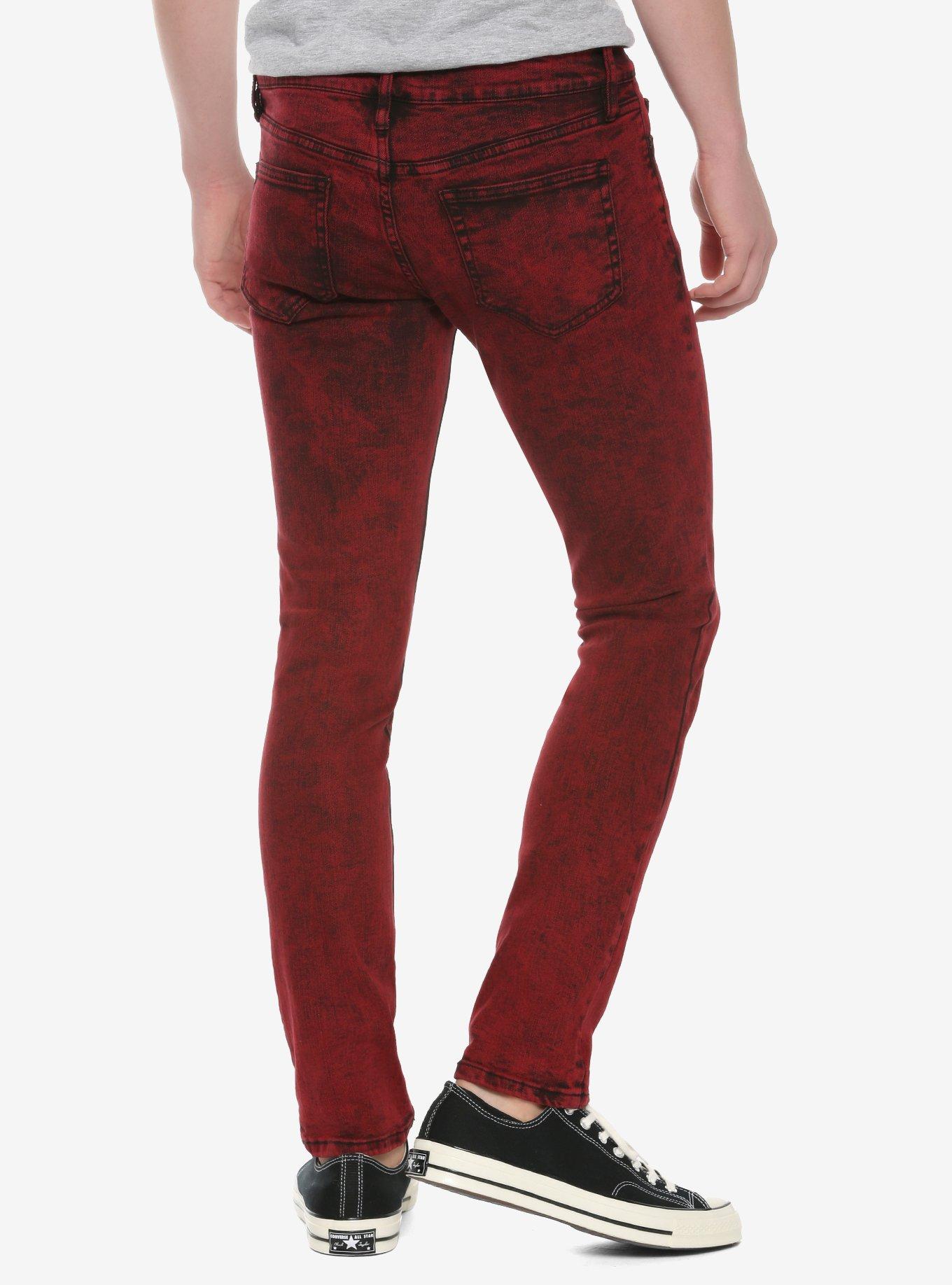 HT Denim Red Skinny Jeans, RED, alternate