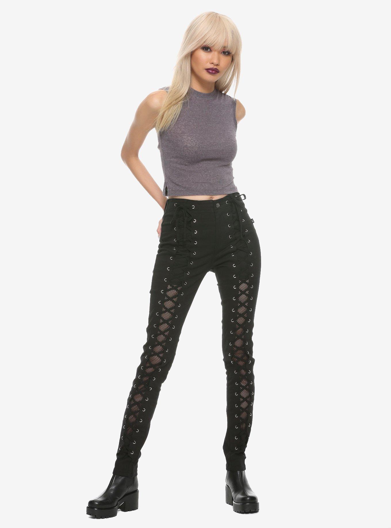 Royal Bones By Tripp Lace-Up & Fishnet Front Skinny Jeans