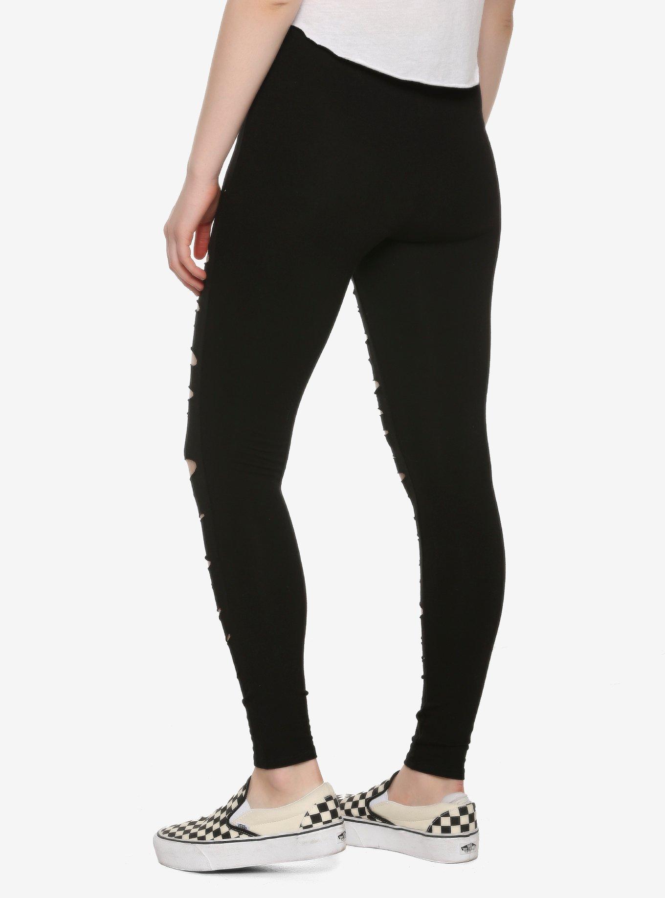 Hot Topic Social Collision Black Side Shredded Leggings