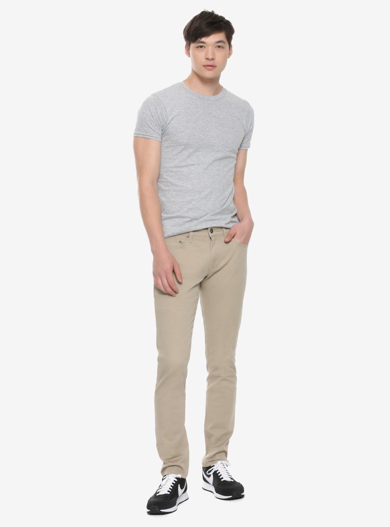 HT Denim Skinny Khaki Pants, KHAKI, alternate