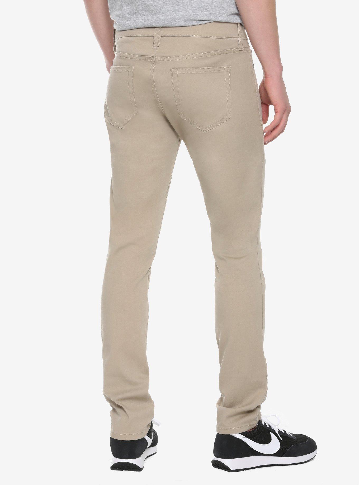 HT Denim Skinny Khaki Pants, KHAKI, alternate