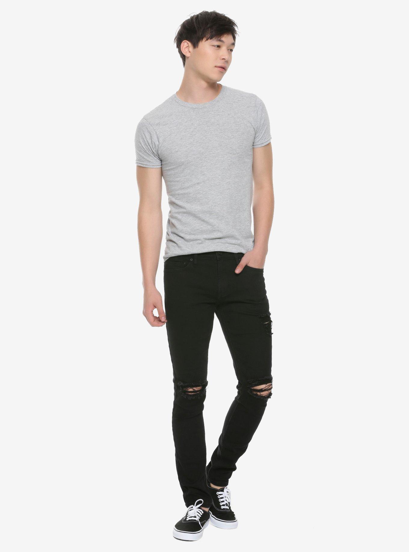 HT Denim Super Destructed Skinny Jeans, BLACK, alternate