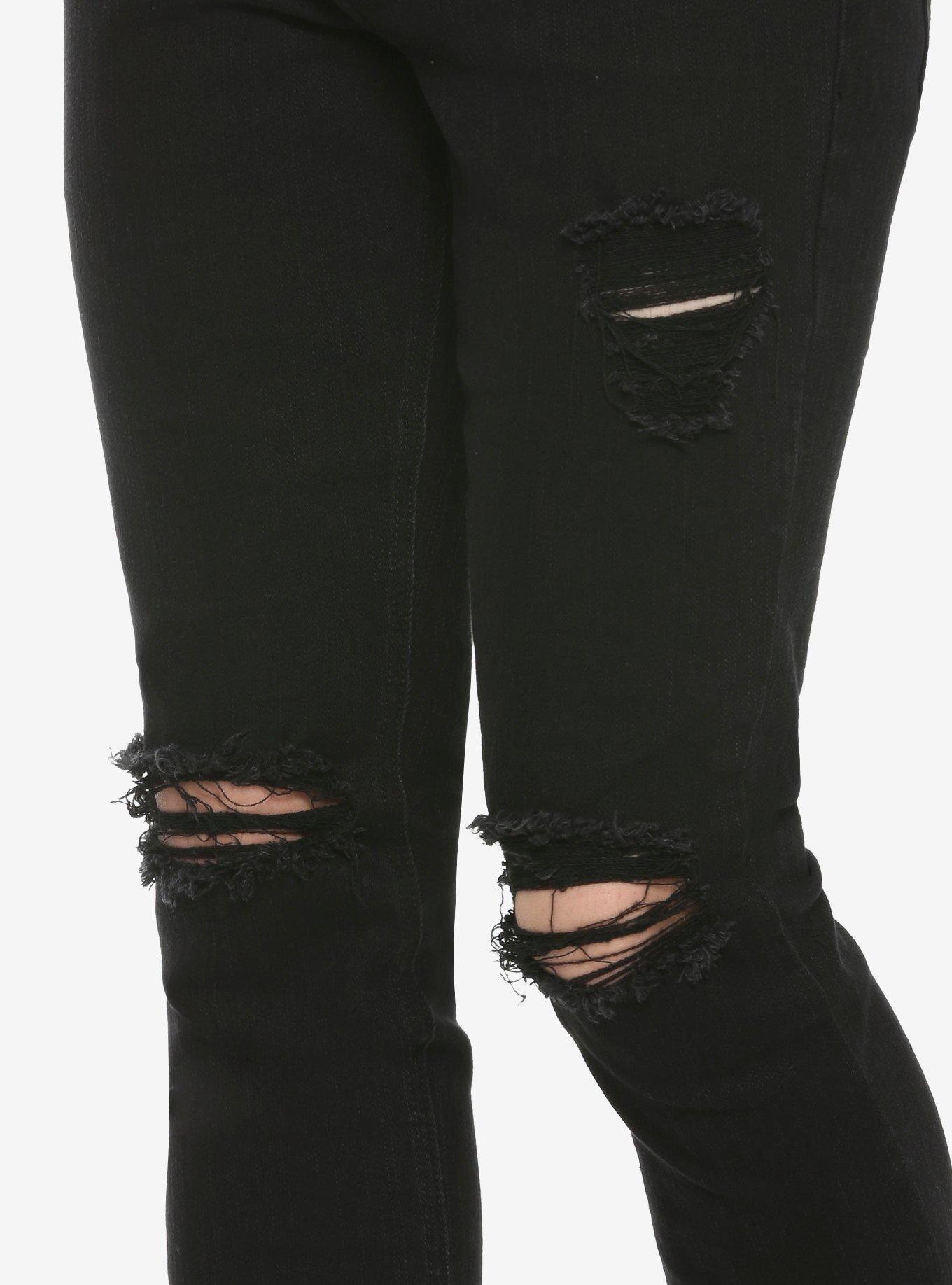 HT Denim Super Destructed Skinny Jeans, BLACK, alternate