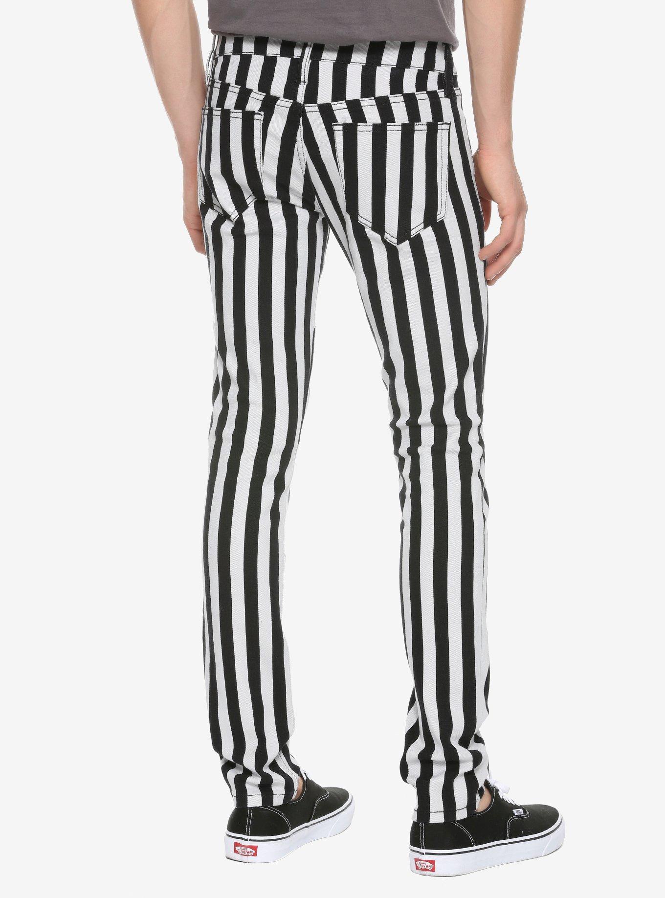 HT Denim Black & White Stripe Skinny Jeans, BLACK WHITE STRIPE, alternate