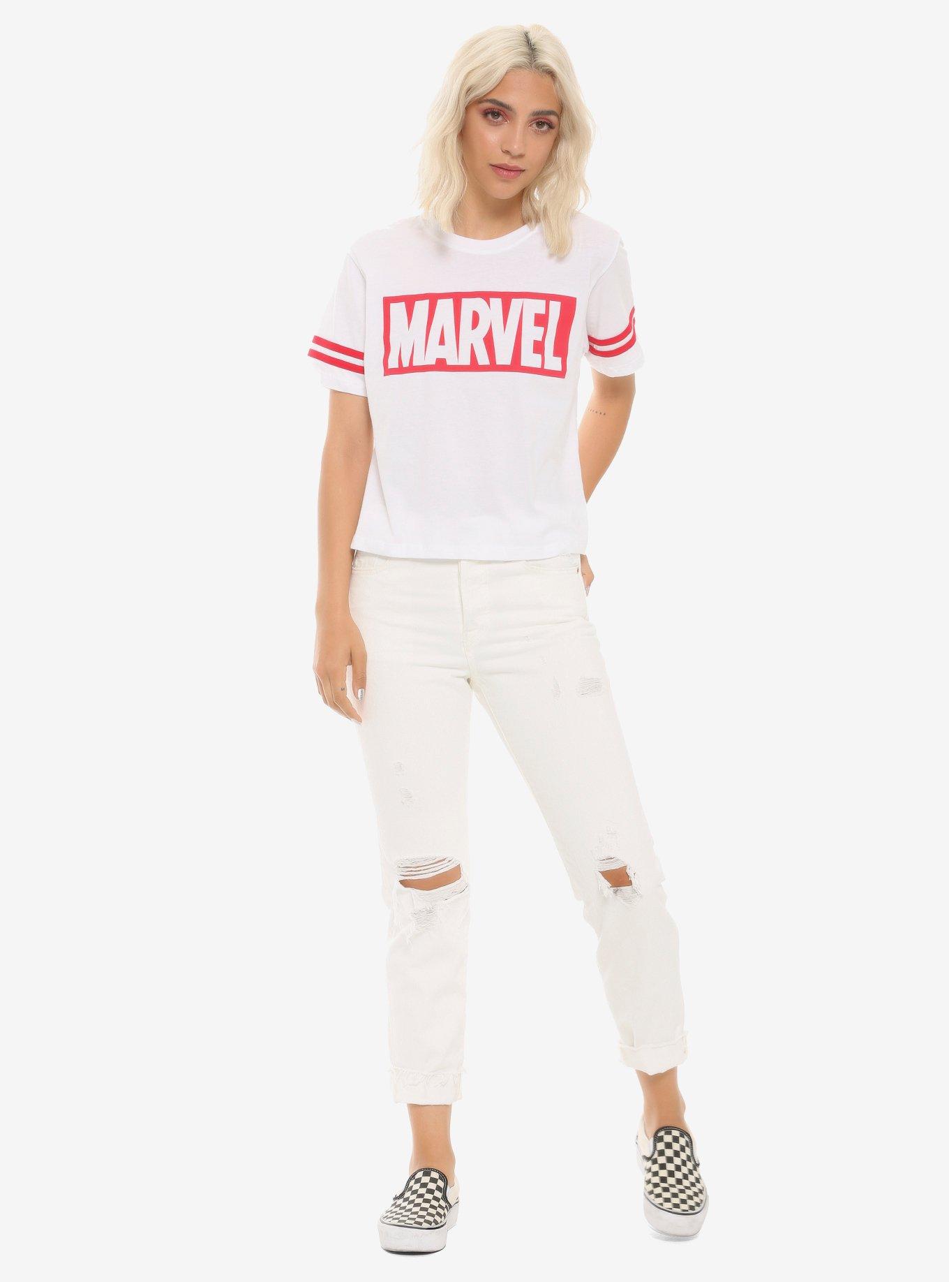 Marvel Logo Girls Athletic T-Shirt, RED, alternate