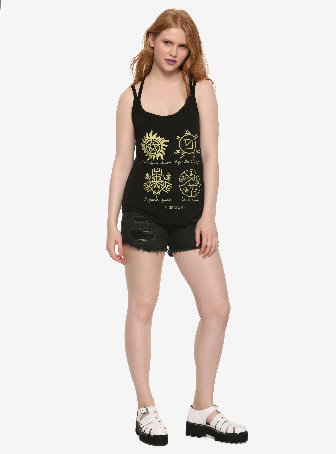 Supernatural 4 Symbols Girls Strappy Tank Top, , alternate